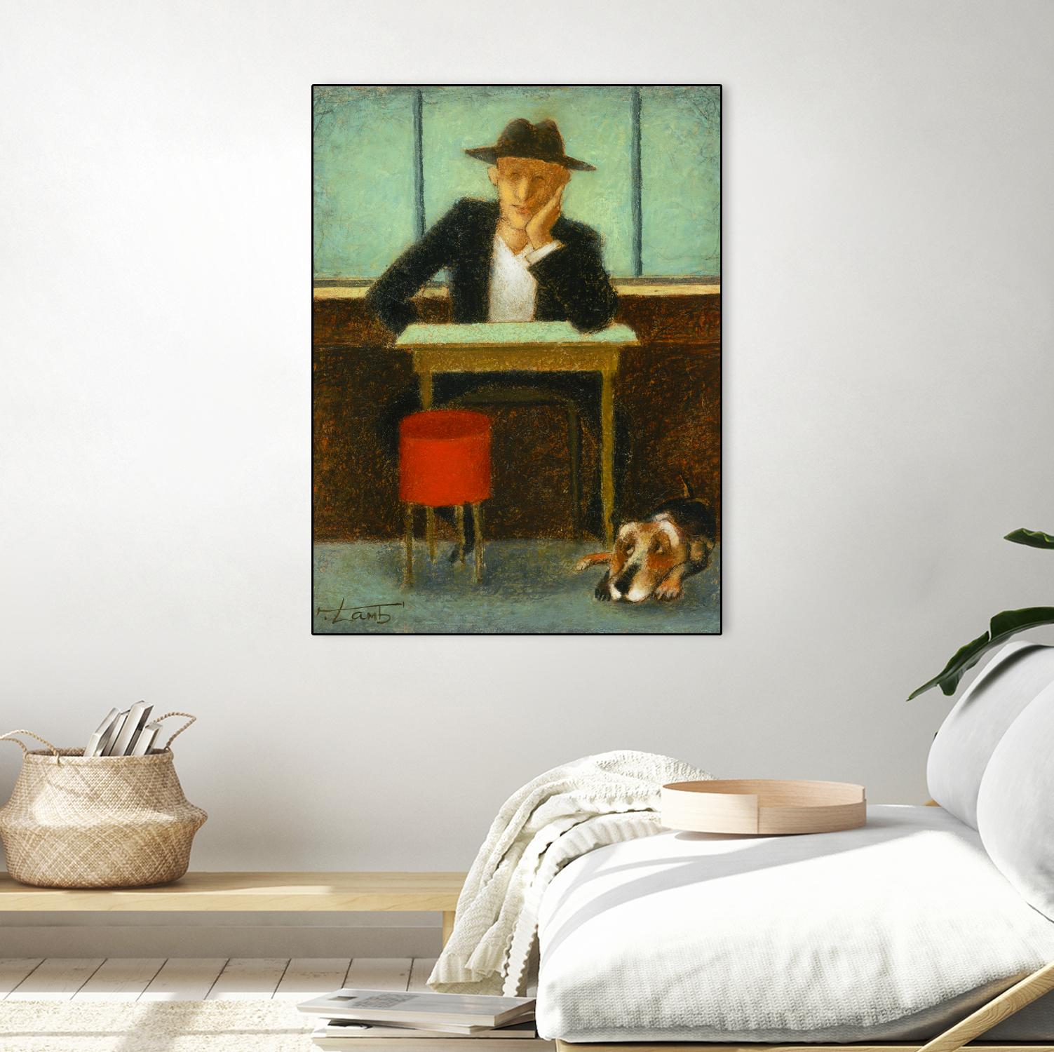 2 in a cafe shop by Steven Lamb on GIANT ART - brown men and women