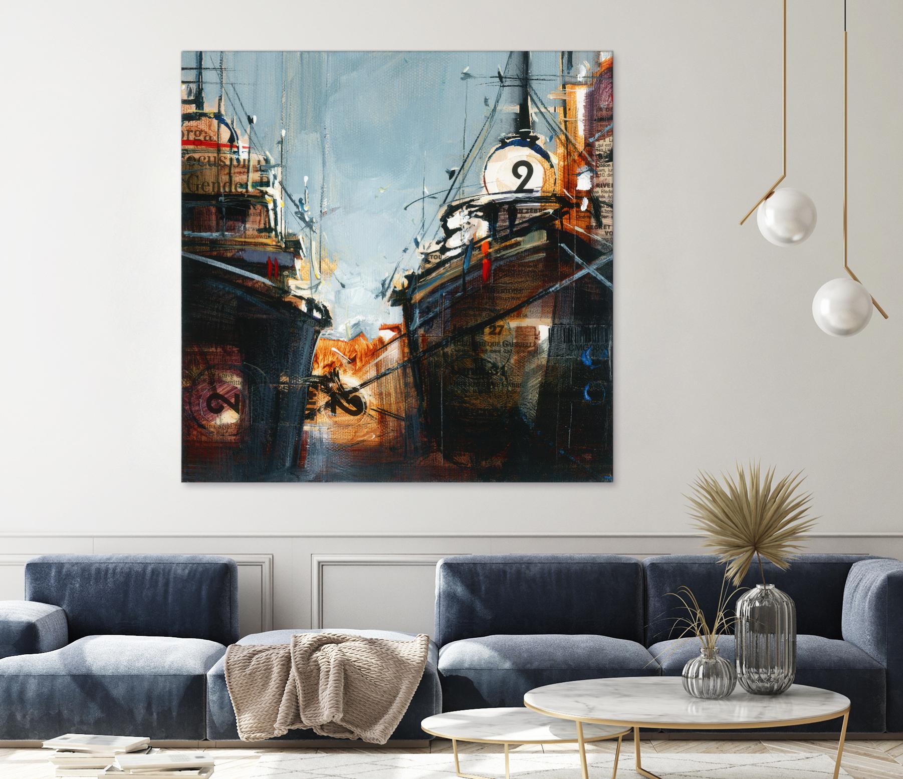 2 bateaux by Roland Palmaerts on GIANT ART - grey nautical