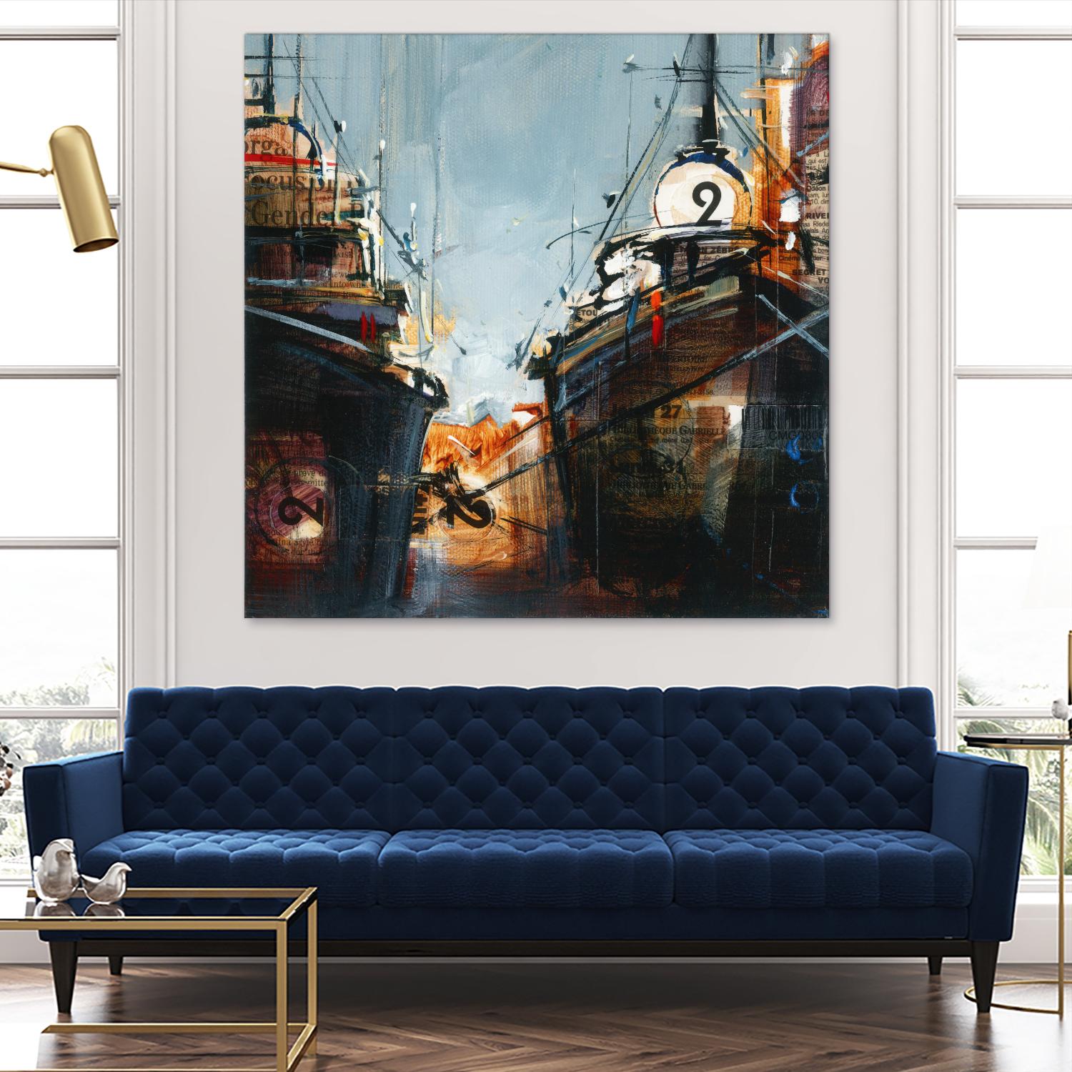 2 bateaux by Roland Palmaerts on GIANT ART - grey nautical