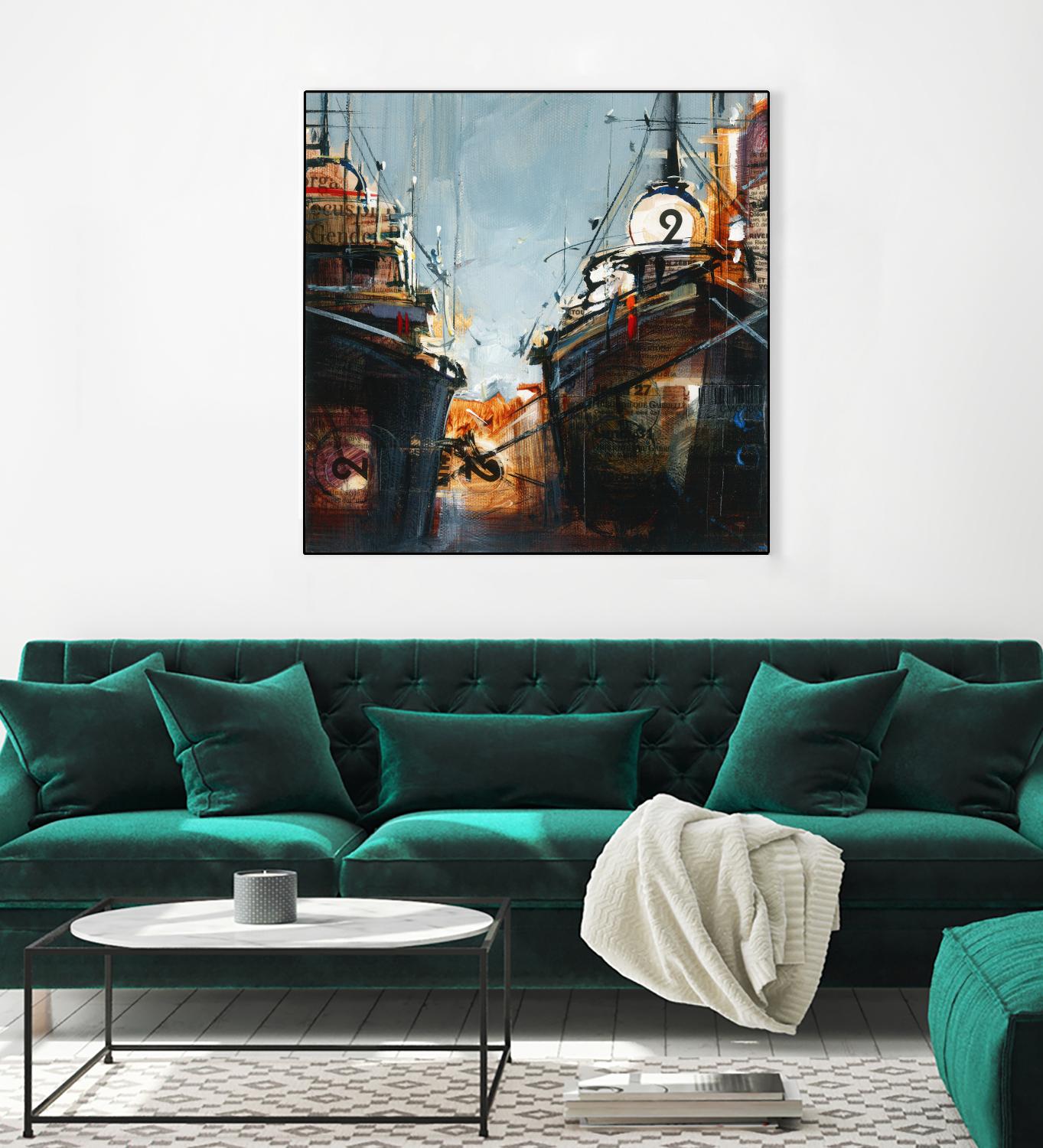 2 bateaux by Roland Palmaerts on GIANT ART - grey nautical
