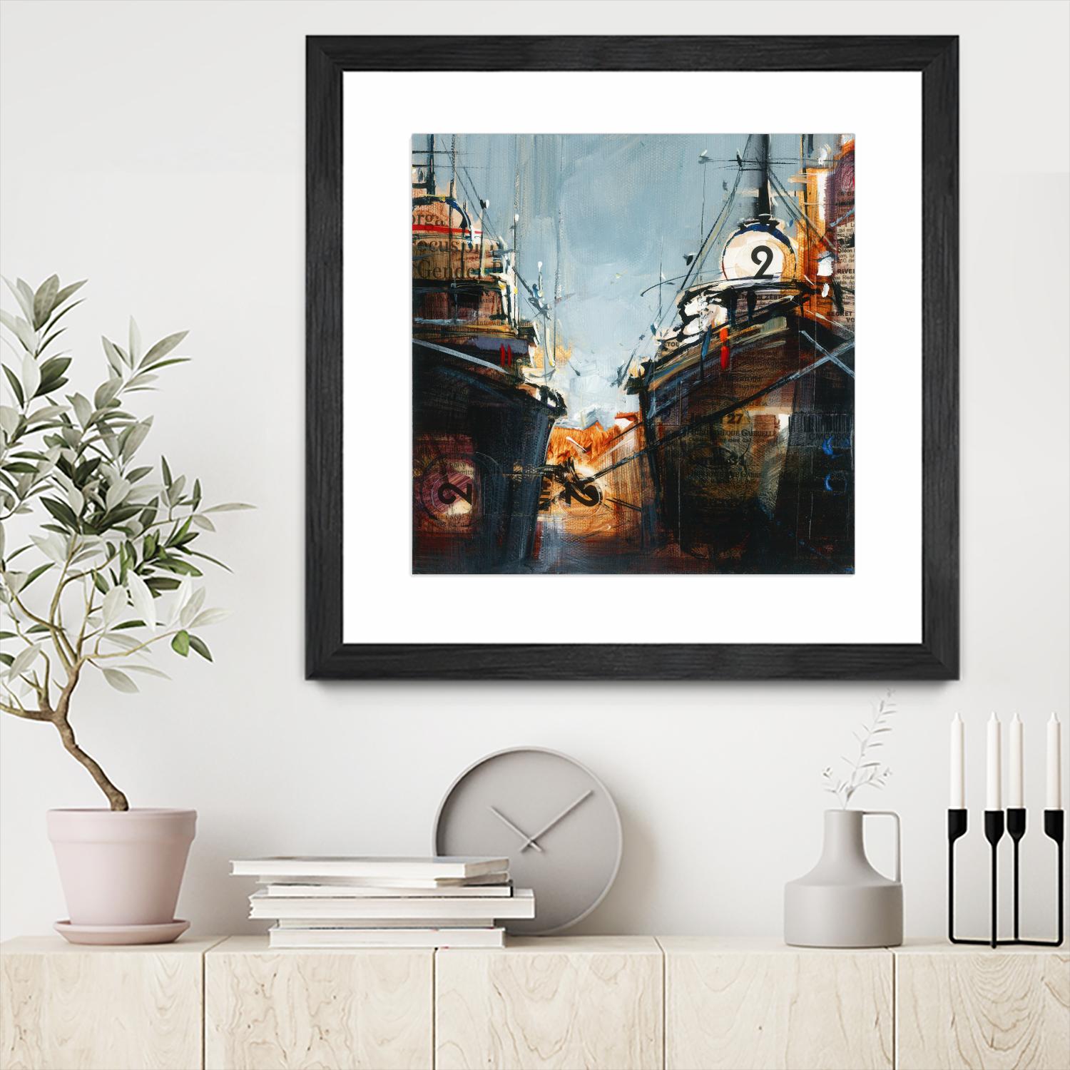 2 bateaux by Roland Palmaerts on GIANT ART - grey nautical