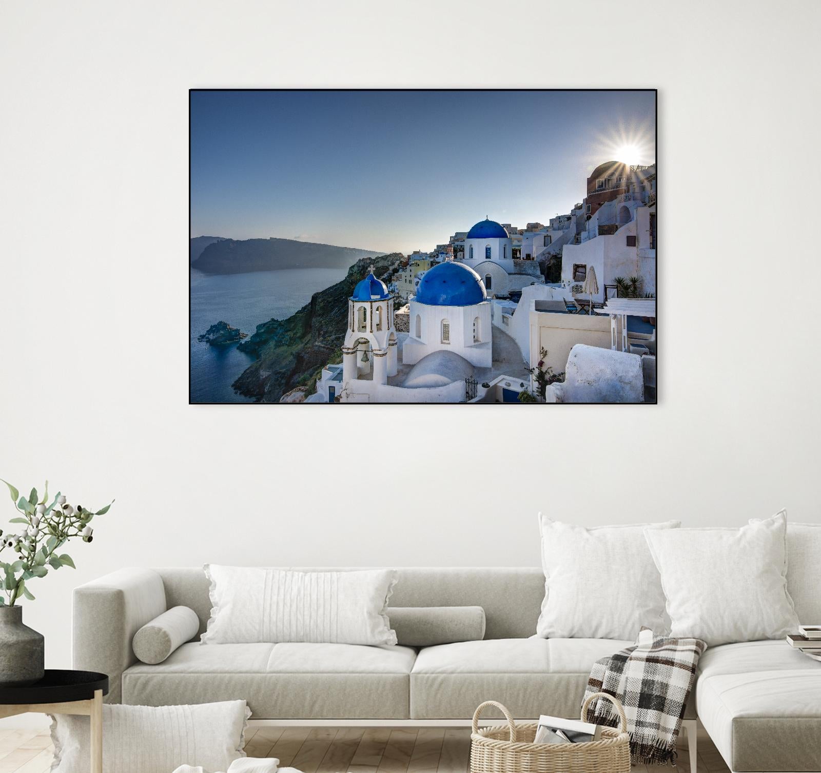 Beautiful blue domes of Santorini, Greece by Nick Jackson on GIANT ART - blue photographe