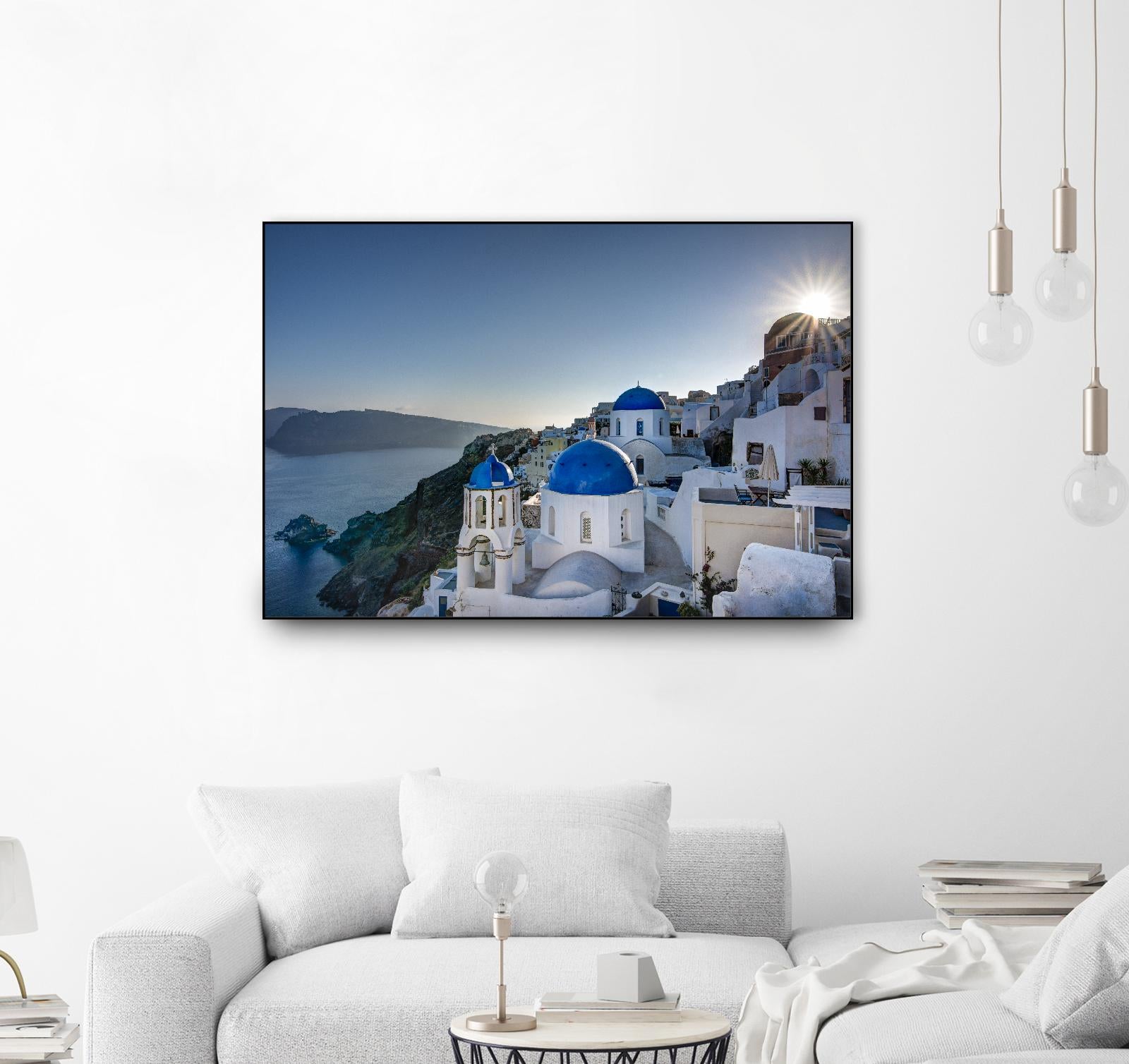 Beautiful blue domes of Santorini, Greece by Nick Jackson on GIANT ART - blue photographe