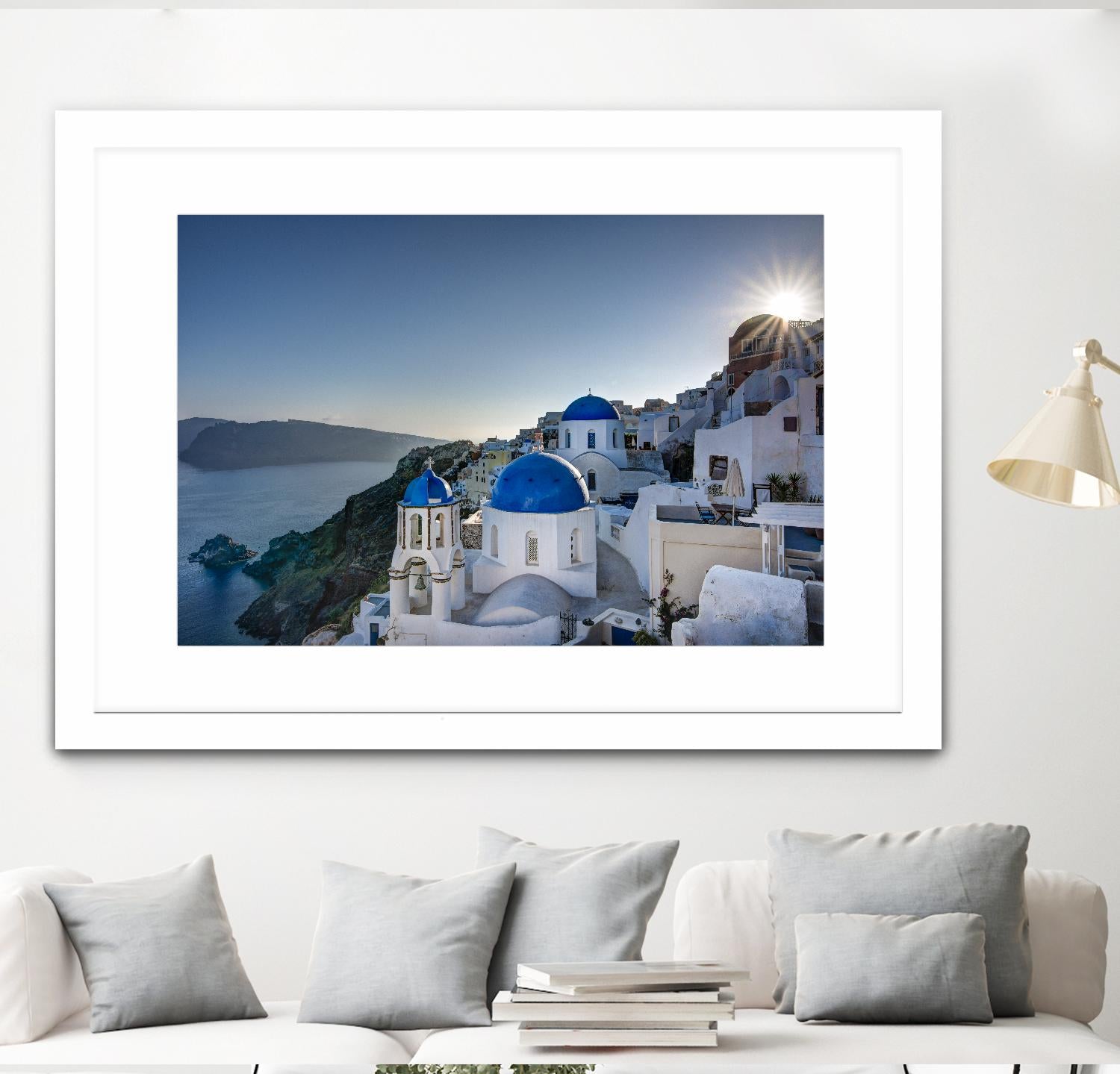 Beautiful blue domes of Santorini, Greece by Nick Jackson on GIANT ART - blue photographe