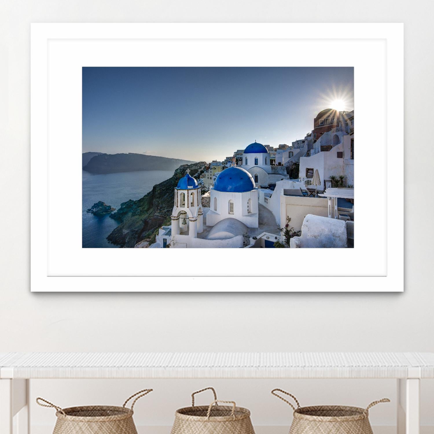 Beautiful blue domes of Santorini, Greece by Nick Jackson on GIANT ART - blue photographe