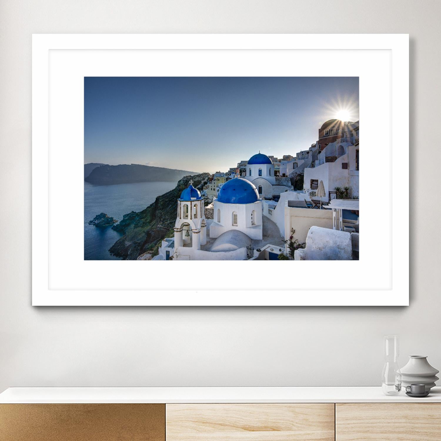 Beautiful blue domes of Santorini, Greece by Nick Jackson on GIANT ART - blue photographe