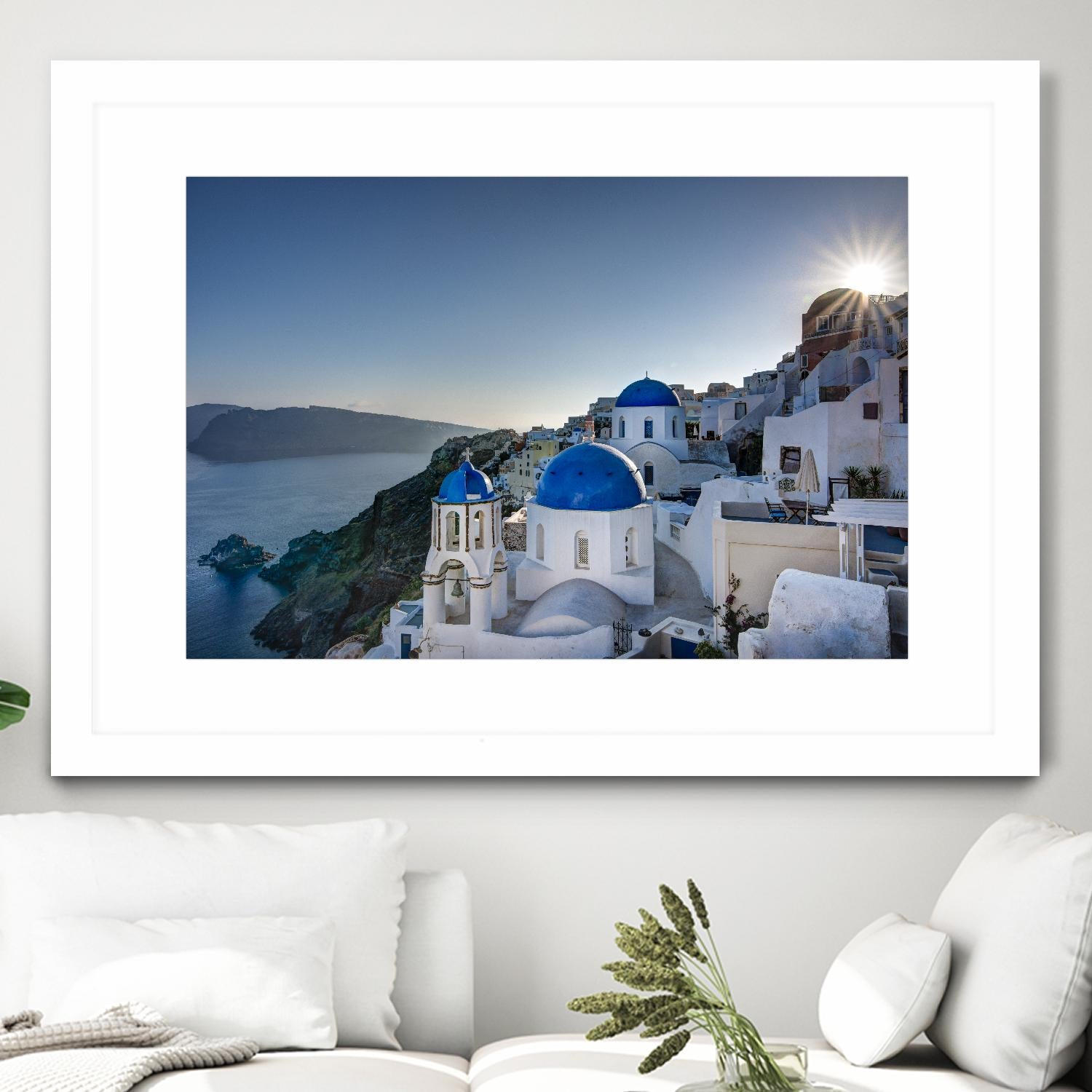 Beautiful blue domes of Santorini, Greece by Nick Jackson on GIANT ART - blue photographe