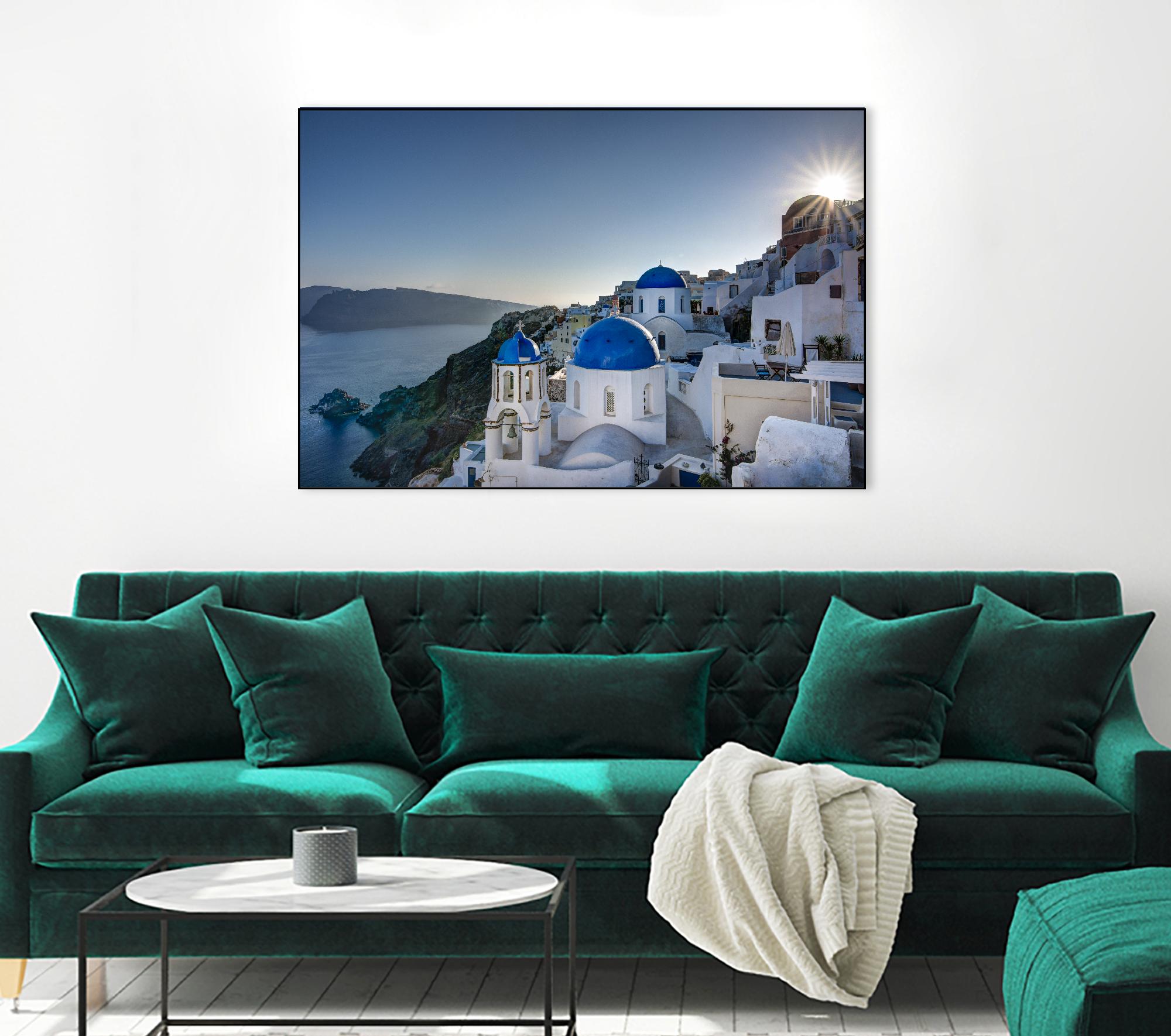 Beautiful blue domes of Santorini, Greece by Nick Jackson on GIANT ART - blue photographe