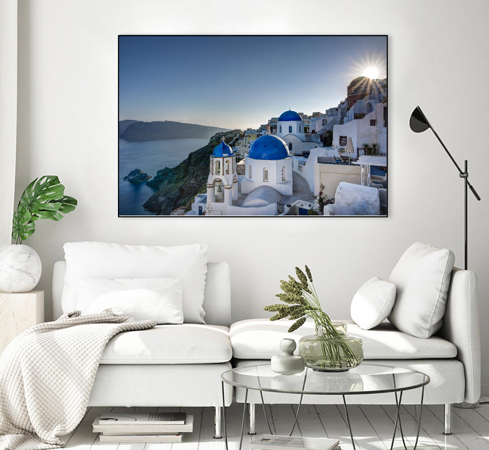 Beautiful blue domes of Santorini, Greece by Nick Jackson on GIANT ART - blue photographe