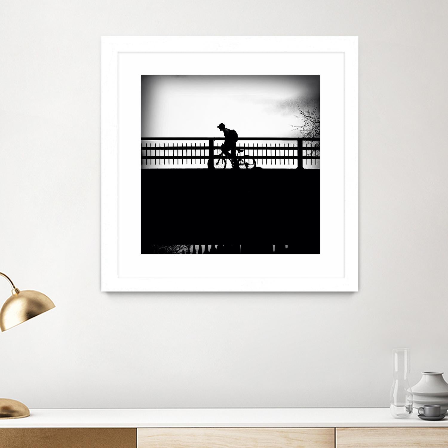 Lone Rider by Jean-François Dupuis on GIANT ART - white black & white bicyclette