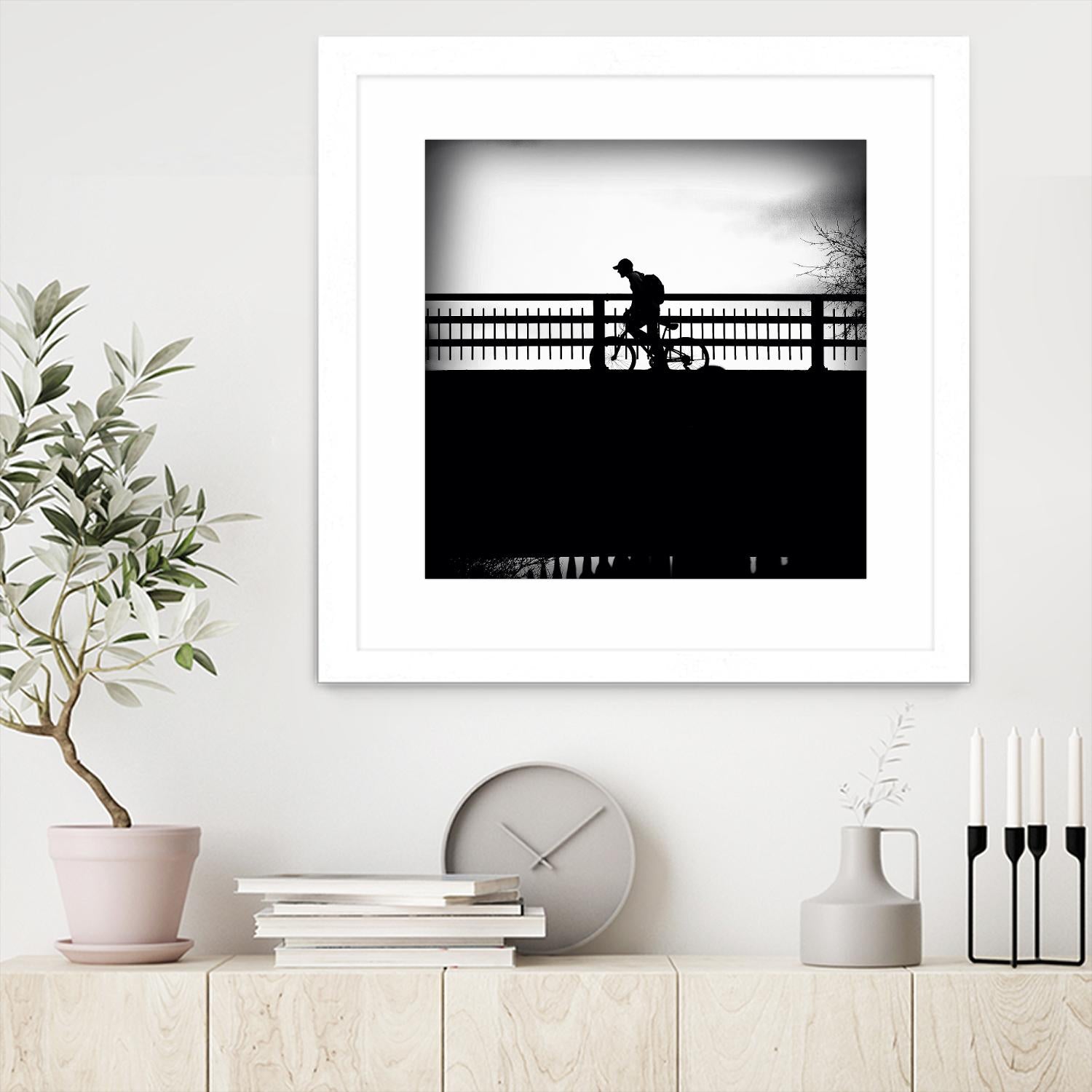 Lone Rider by Jean-François Dupuis on GIANT ART - white black & white bicyclette