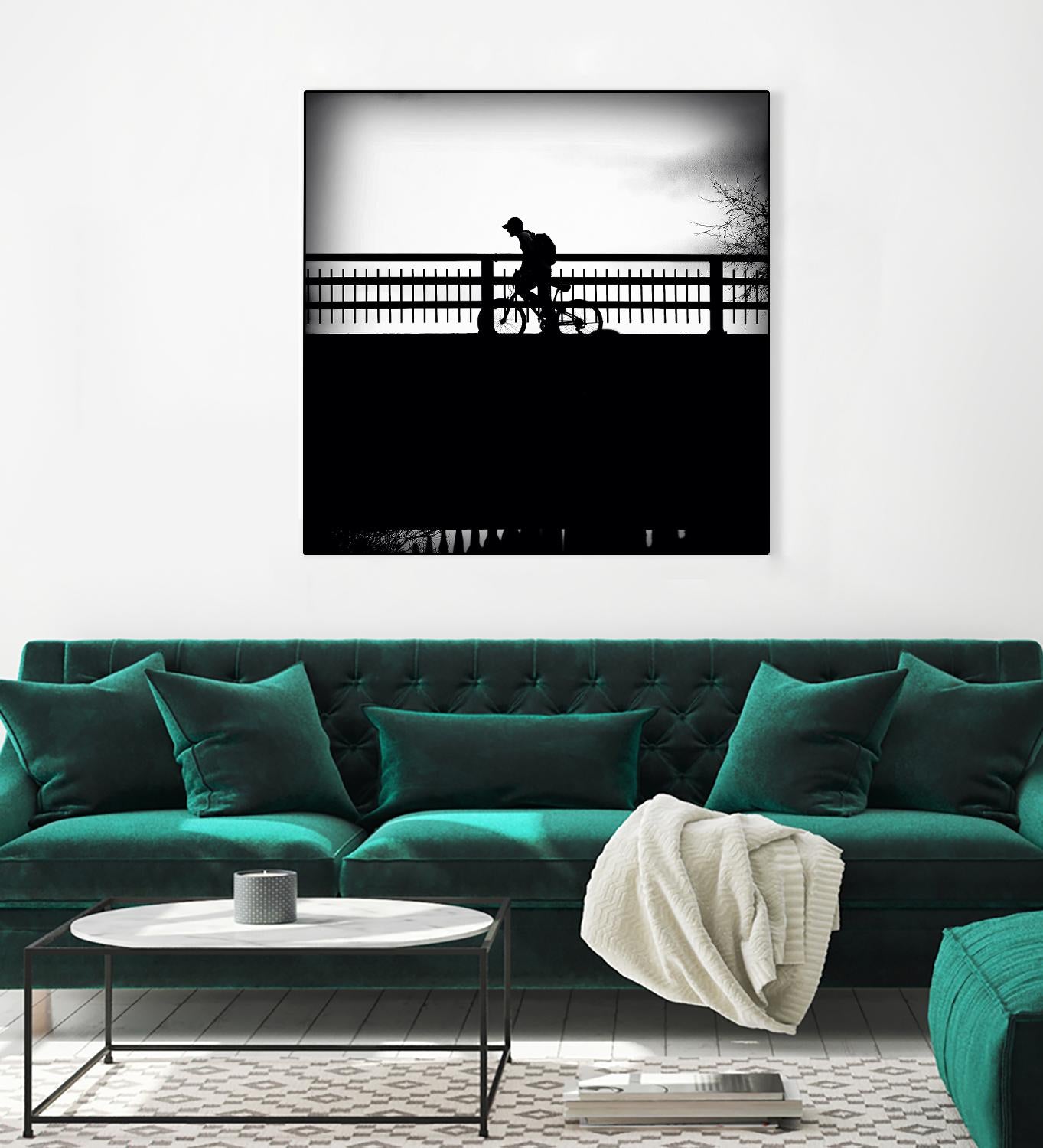 Lone Rider by Jean-François Dupuis on GIANT ART - white black & white bicyclette