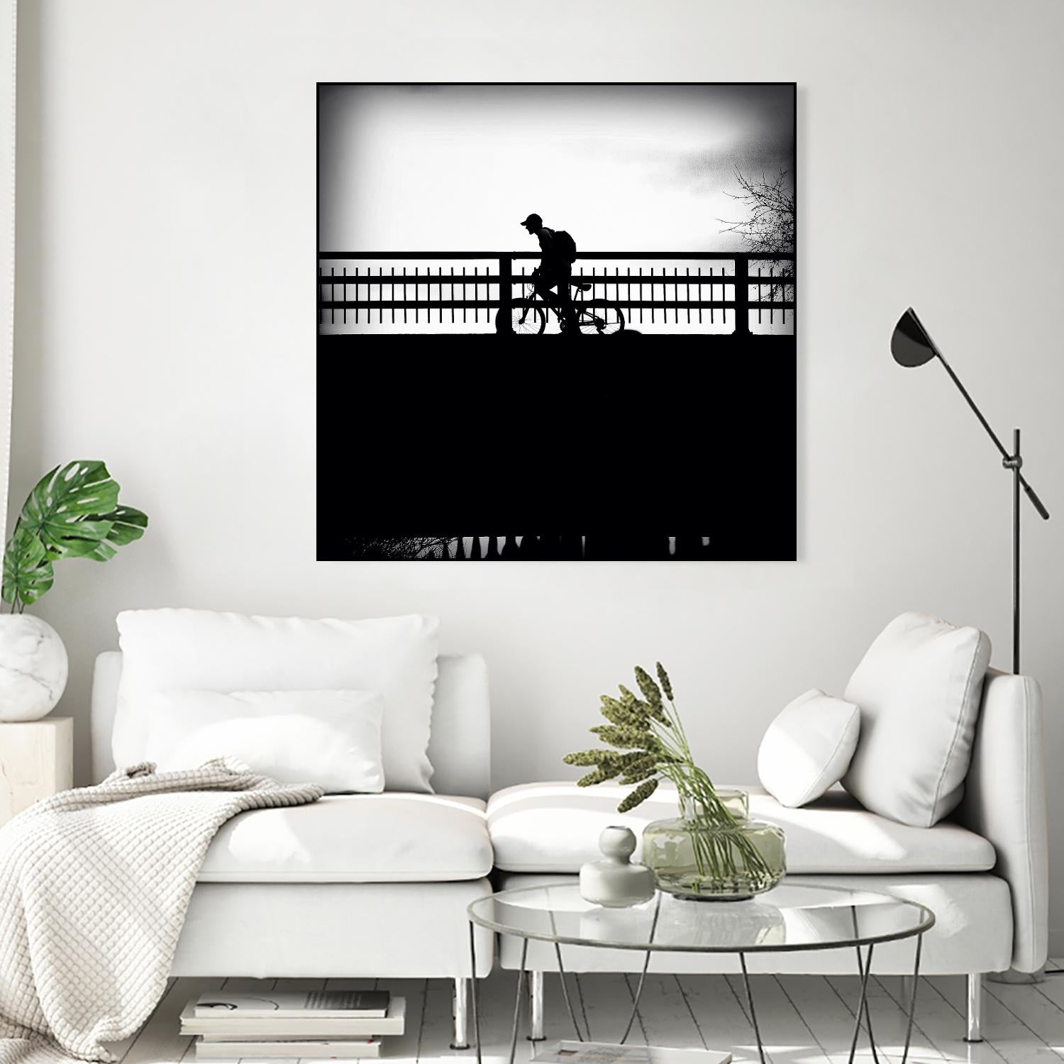 Lone Rider by Jean-François Dupuis on GIANT ART - white black & white bicyclette