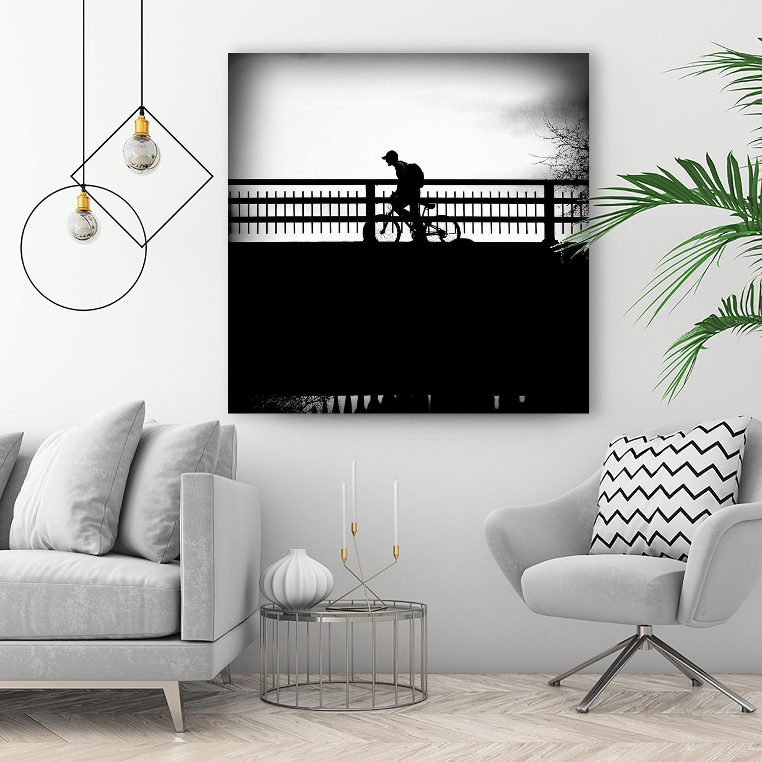 Lone Rider by Jean-François Dupuis on GIANT ART - white black & white bicyclette