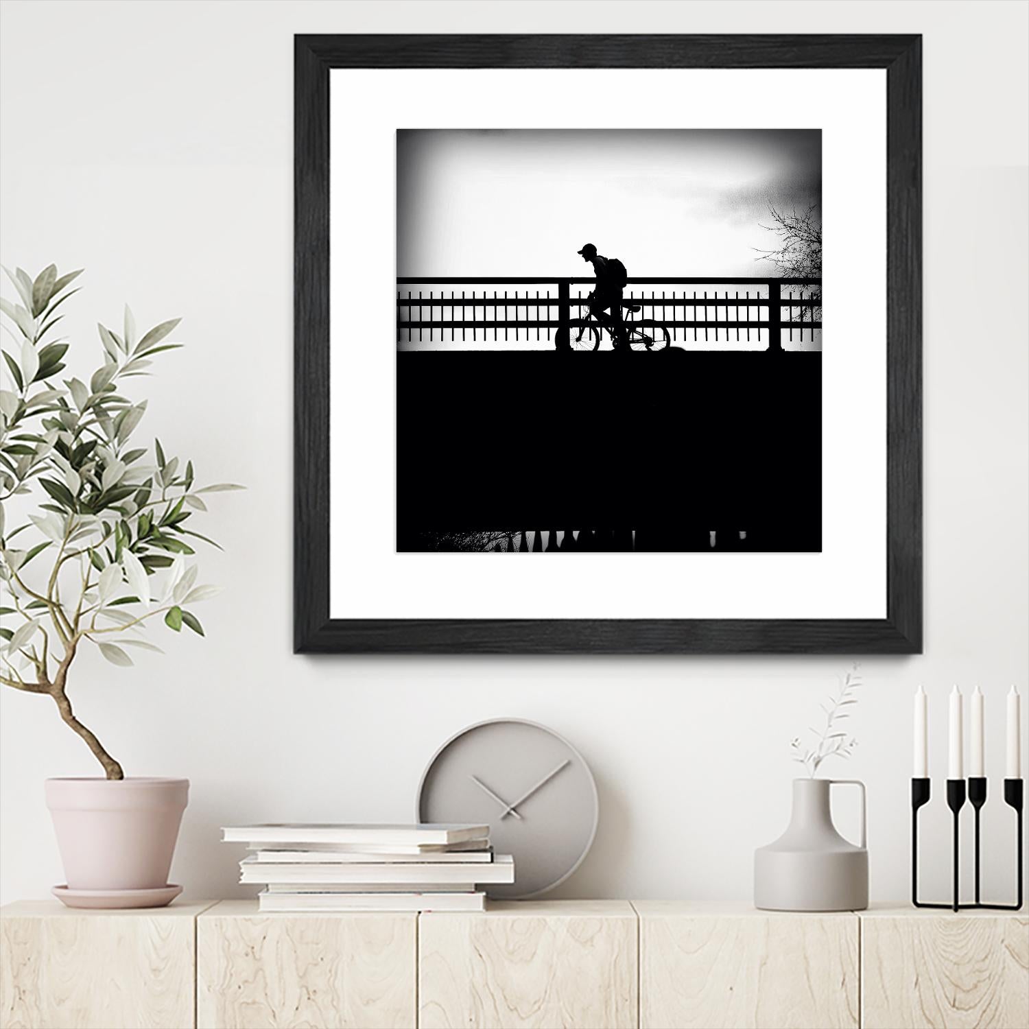 Lone Rider by Jean-François Dupuis on GIANT ART - white black & white bicyclette