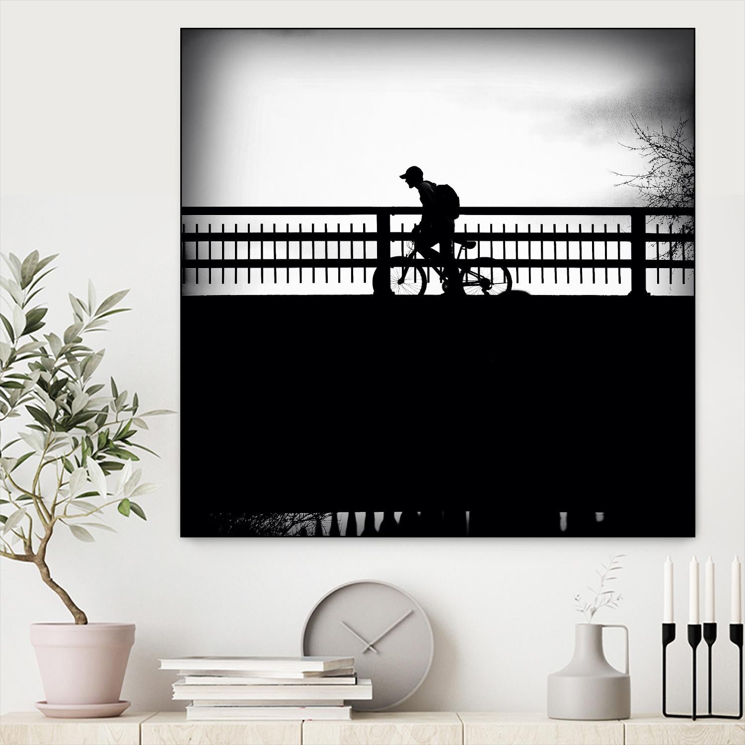 Lone Rider by Jean-François Dupuis on GIANT ART - white black & white bicyclette