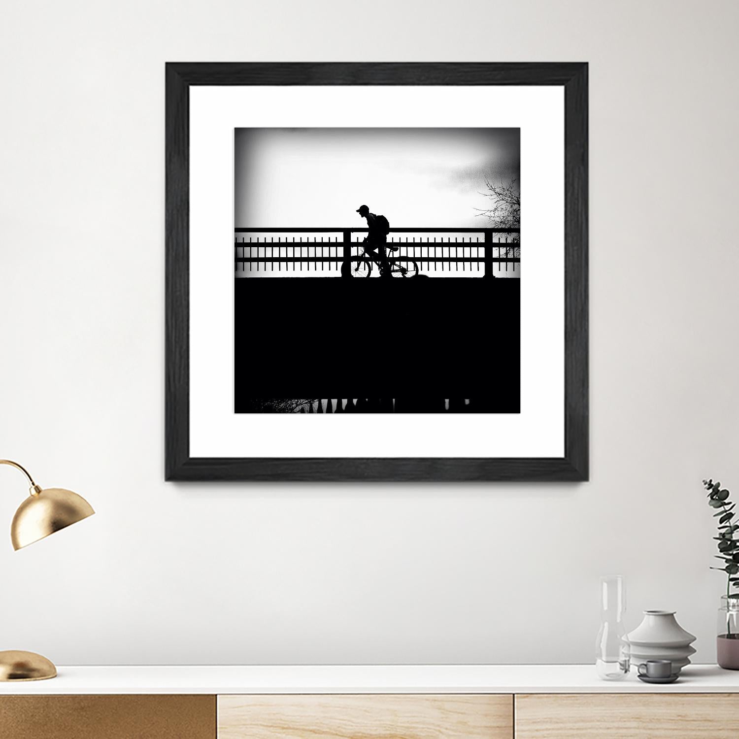 Lone Rider by Jean-François Dupuis on GIANT ART - white black & white bicyclette