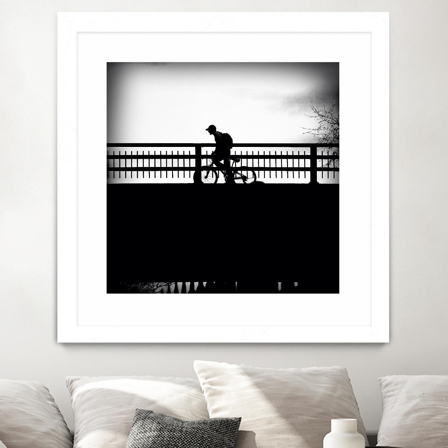 Lone Rider by Jean-François Dupuis on GIANT ART - white black & white bicyclette