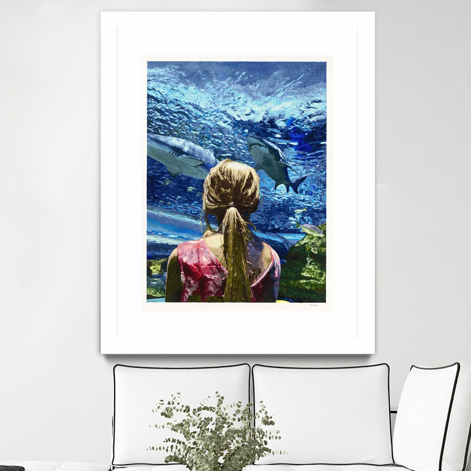 Discovery of Water by Gill Alexander on GIANT ART - pink figurative shark