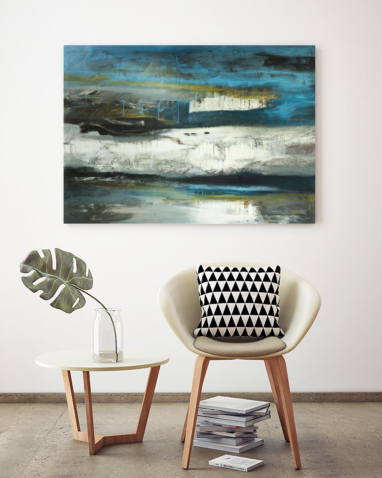 2018-02-12 by Kathleen Cloutier on GIANT ART - green abstract artiste québécois