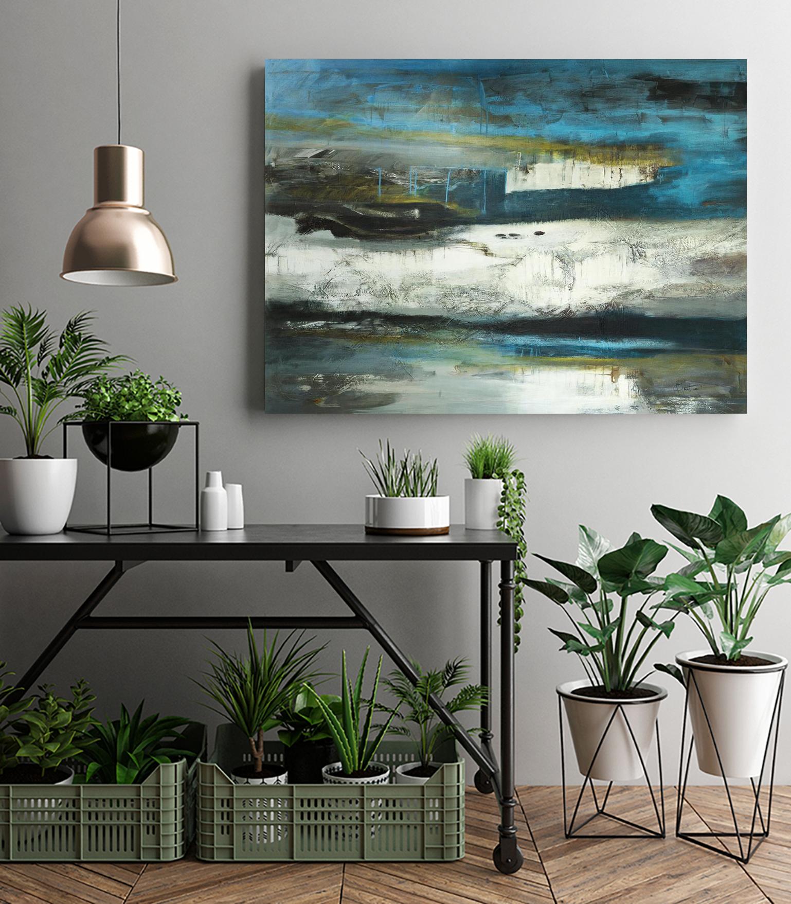 2018-02-12 by Kathleen Cloutier on GIANT ART - green abstract artiste québécois