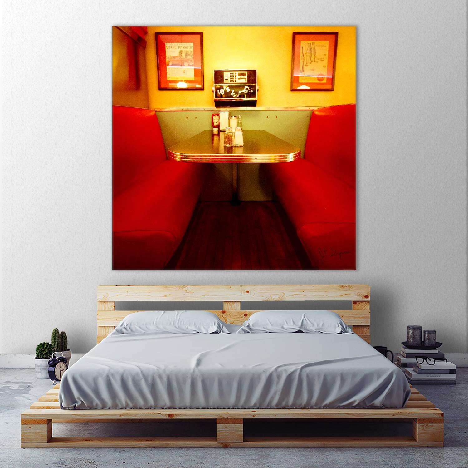 1945's diner IX by Jean-François Dupuis on GIANT ART - red vintage bench