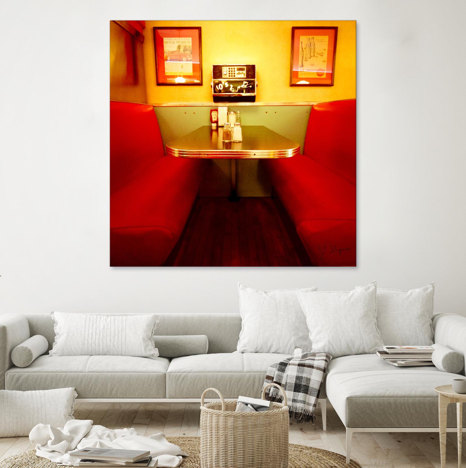 1945's diner IX by Jean-François Dupuis on GIANT ART - red vintage bench