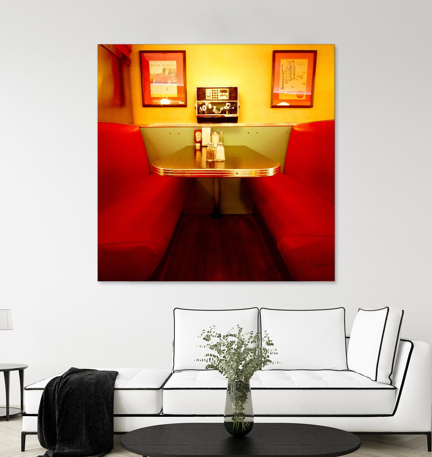 1945's diner IX by Jean-François Dupuis on GIANT ART - red vintage bench