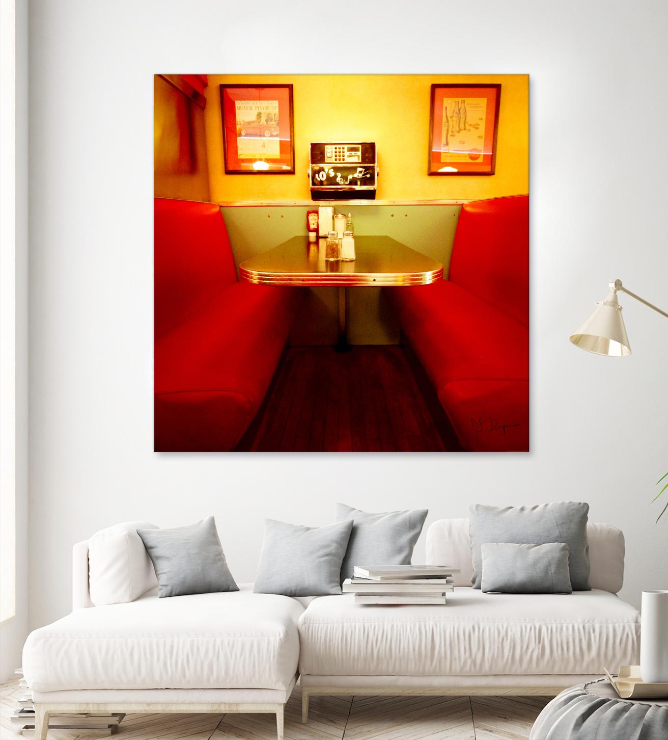 1945's diner IX by Jean-François Dupuis on GIANT ART - red vintage bench