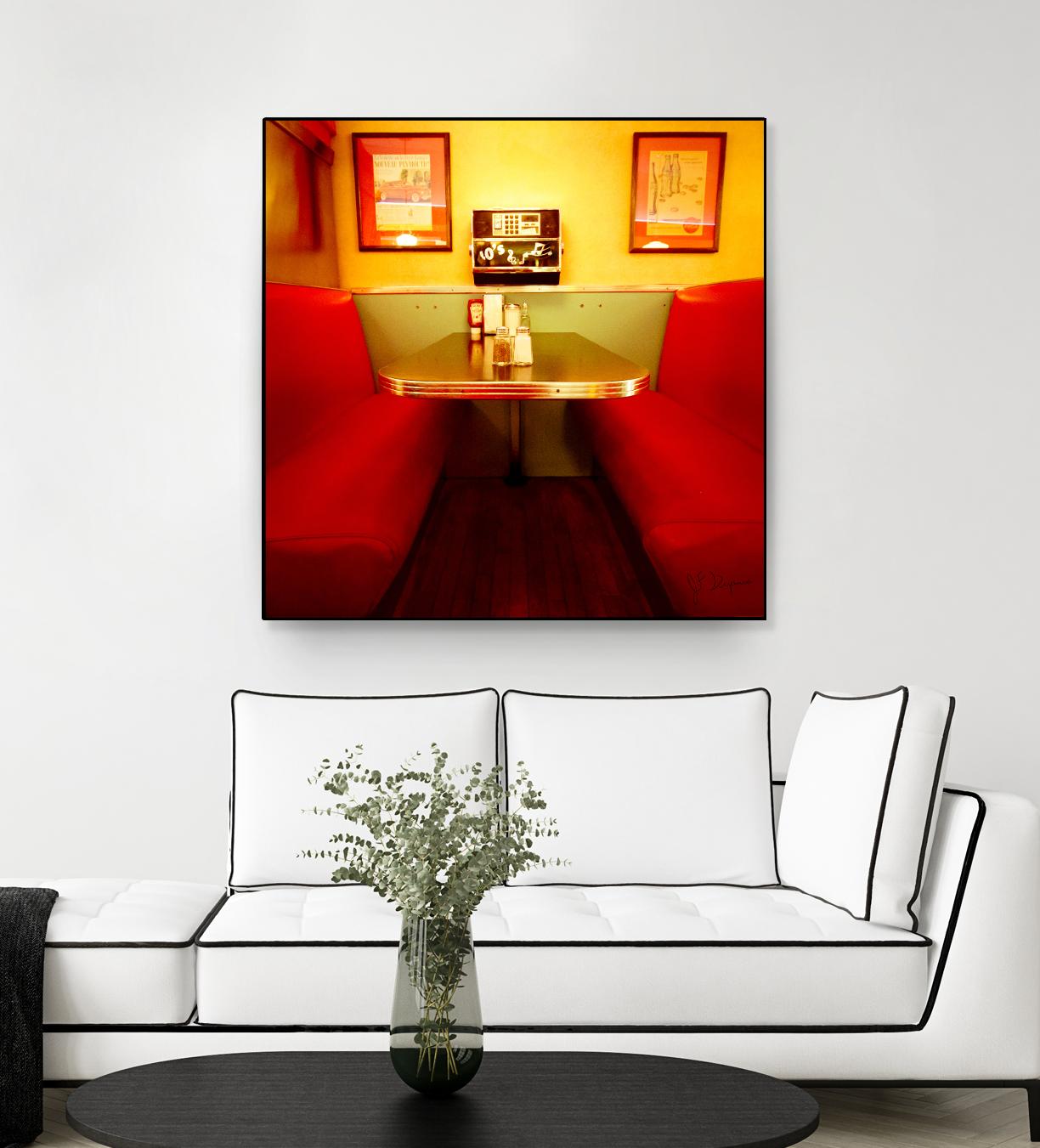 1945's diner IX by Jean-François Dupuis on GIANT ART - red vintage bench