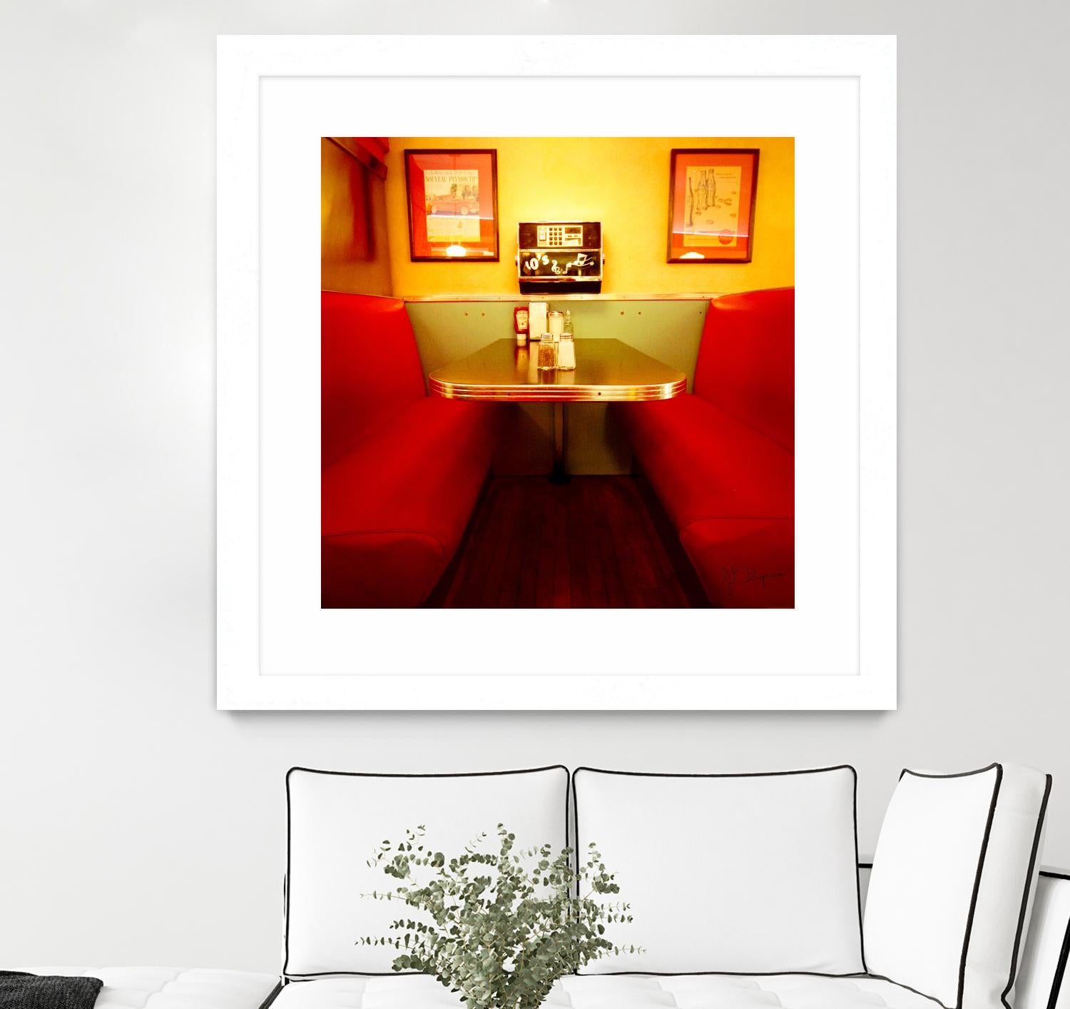 1945's diner IX by Jean-François Dupuis on GIANT ART - red vintage bench