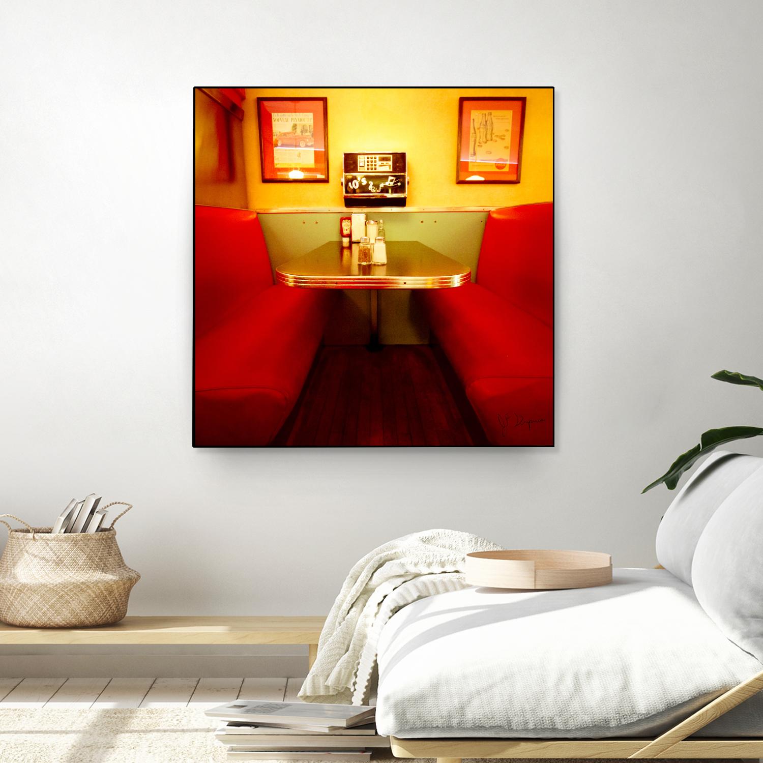 1945's diner IX by Jean-François Dupuis on GIANT ART - red vintage bench