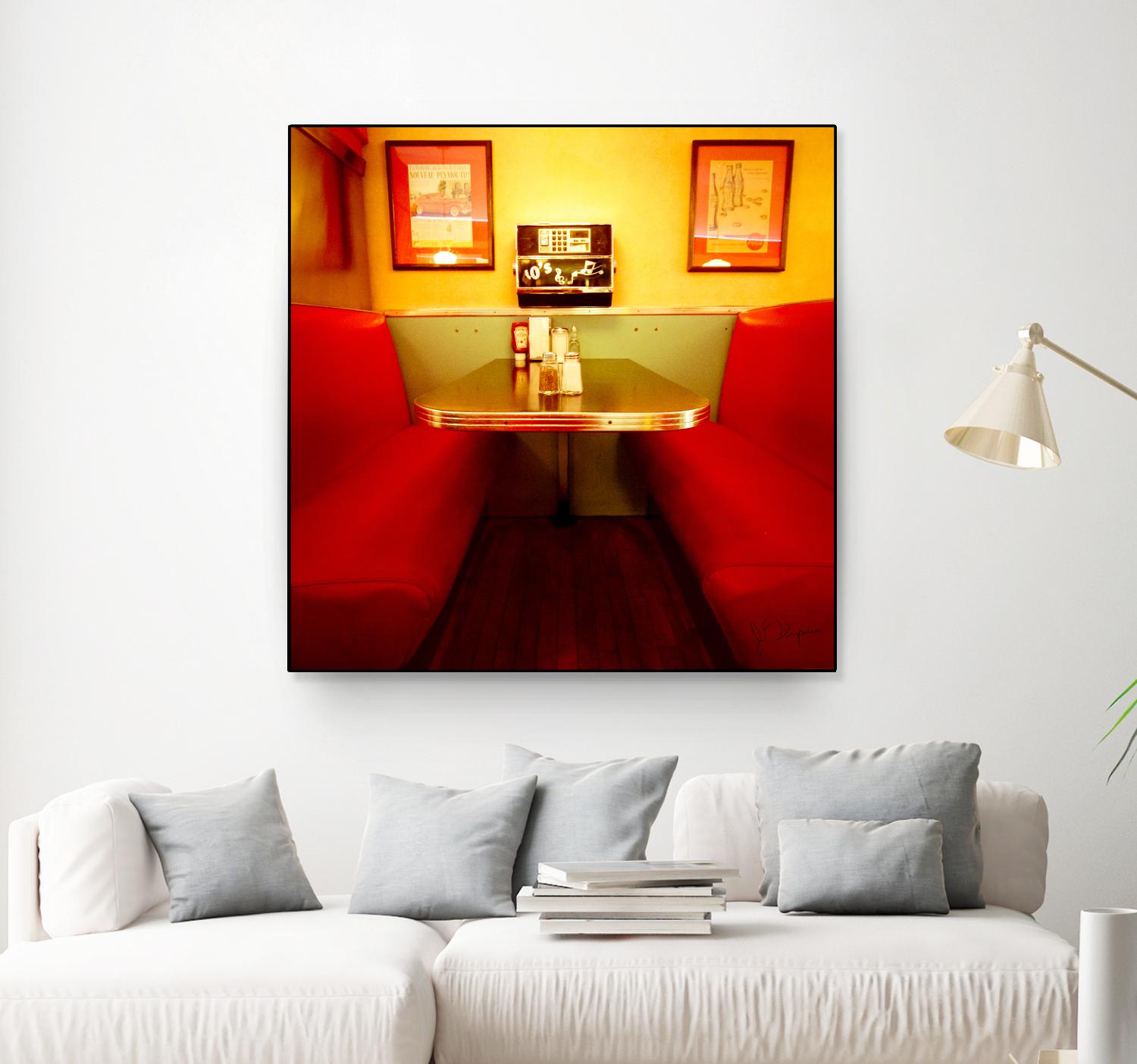 1945's diner IX by Jean-François Dupuis on GIANT ART - red vintage bench