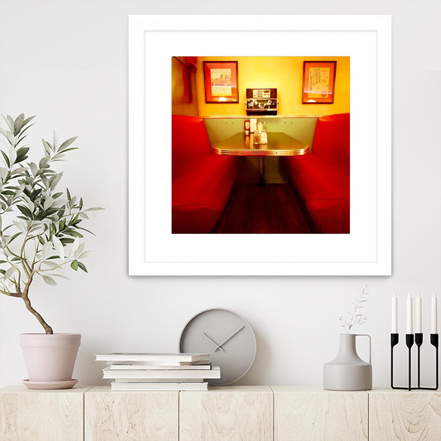 1945's diner IX by Jean-François Dupuis on GIANT ART - red vintage bench