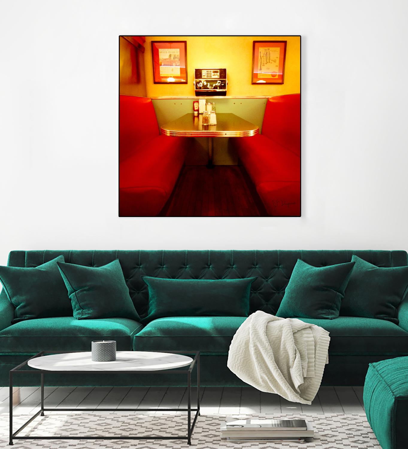 1945's diner IX by Jean-François Dupuis on GIANT ART - red vintage bench