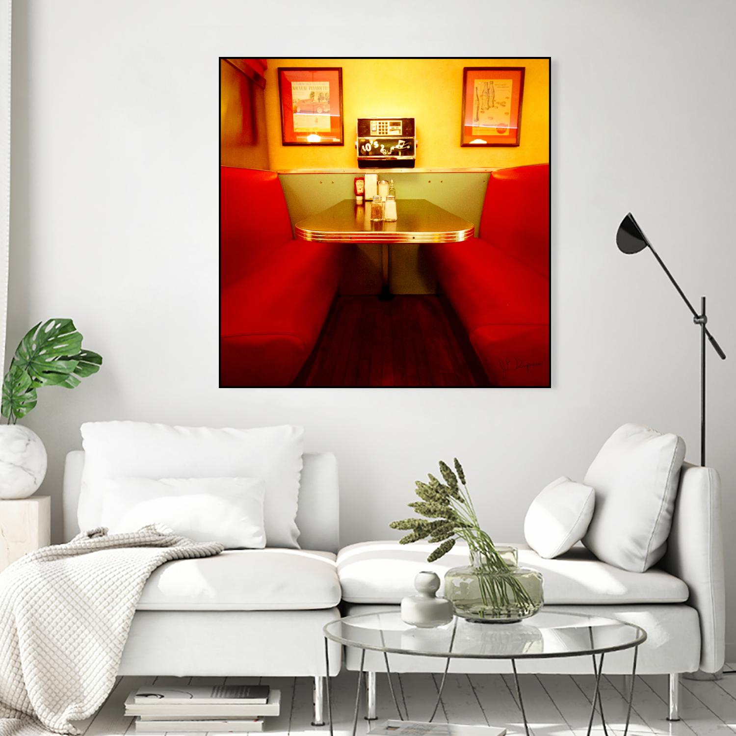 1945's diner IX by Jean-François Dupuis on GIANT ART - red vintage bench