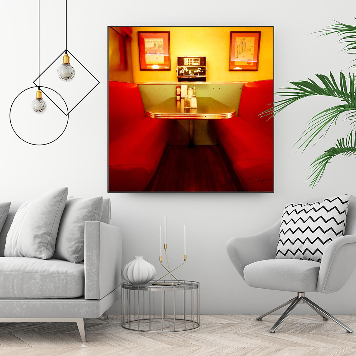 1945's diner IX by Jean-François Dupuis on GIANT ART - red vintage bench