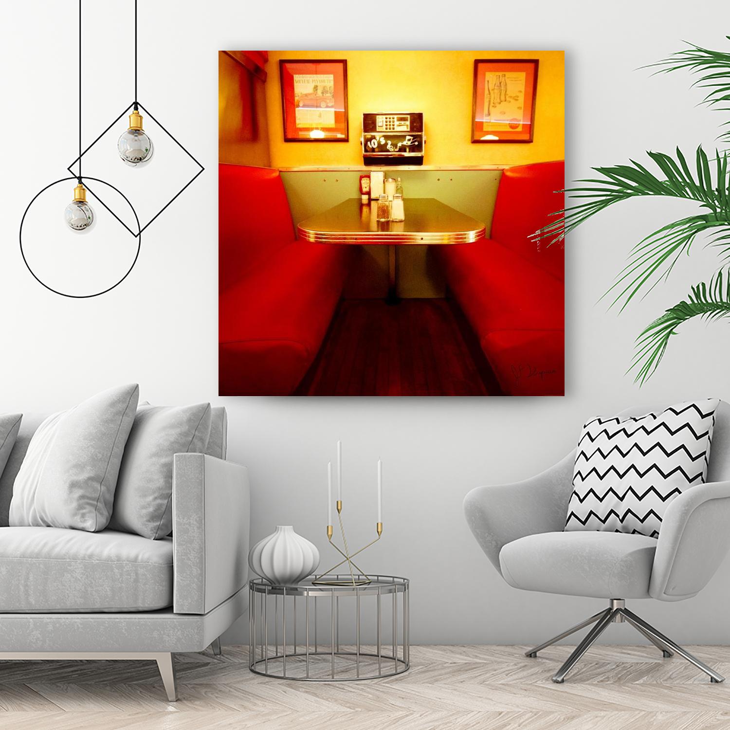 1945's diner IX by Jean-François Dupuis on GIANT ART - red vintage bench