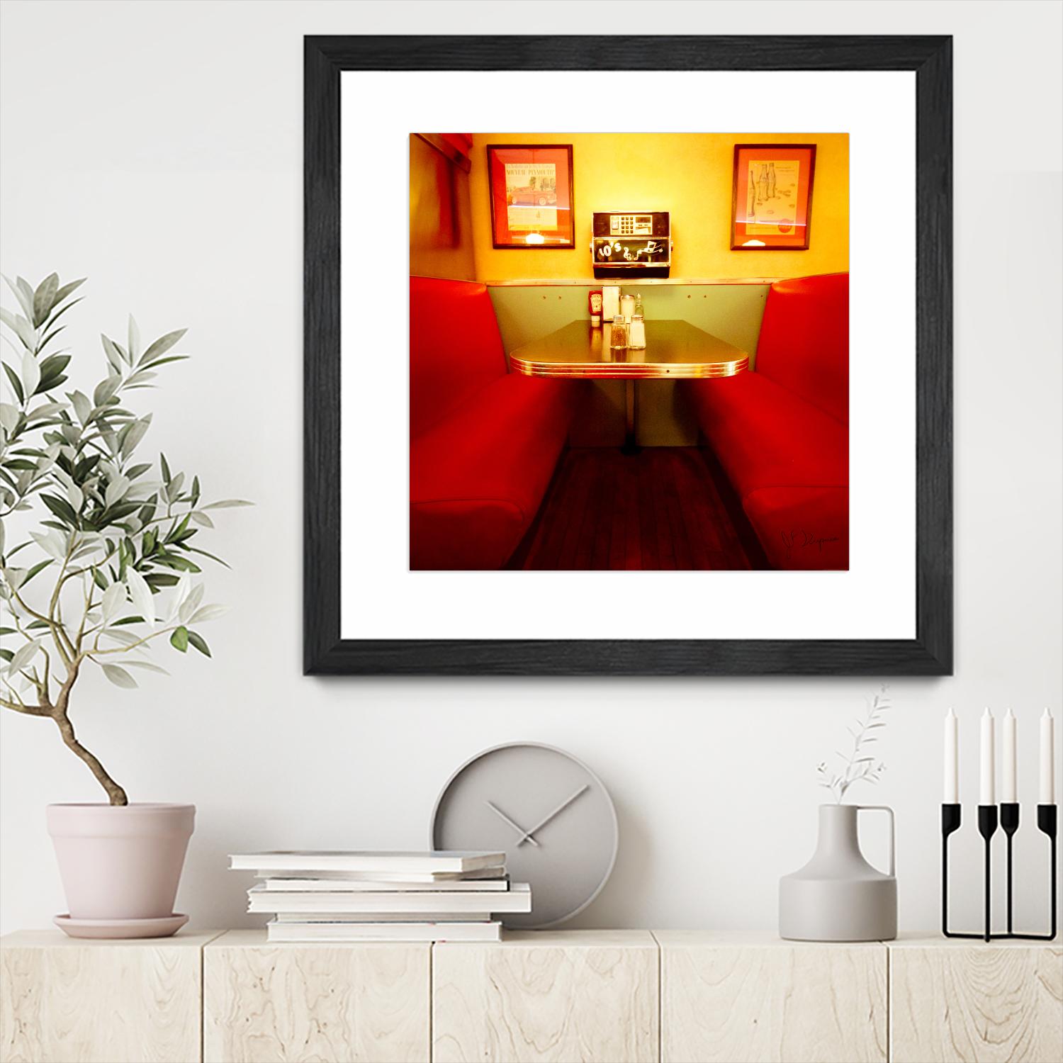 1945's diner IX by Jean-François Dupuis on GIANT ART - red vintage bench