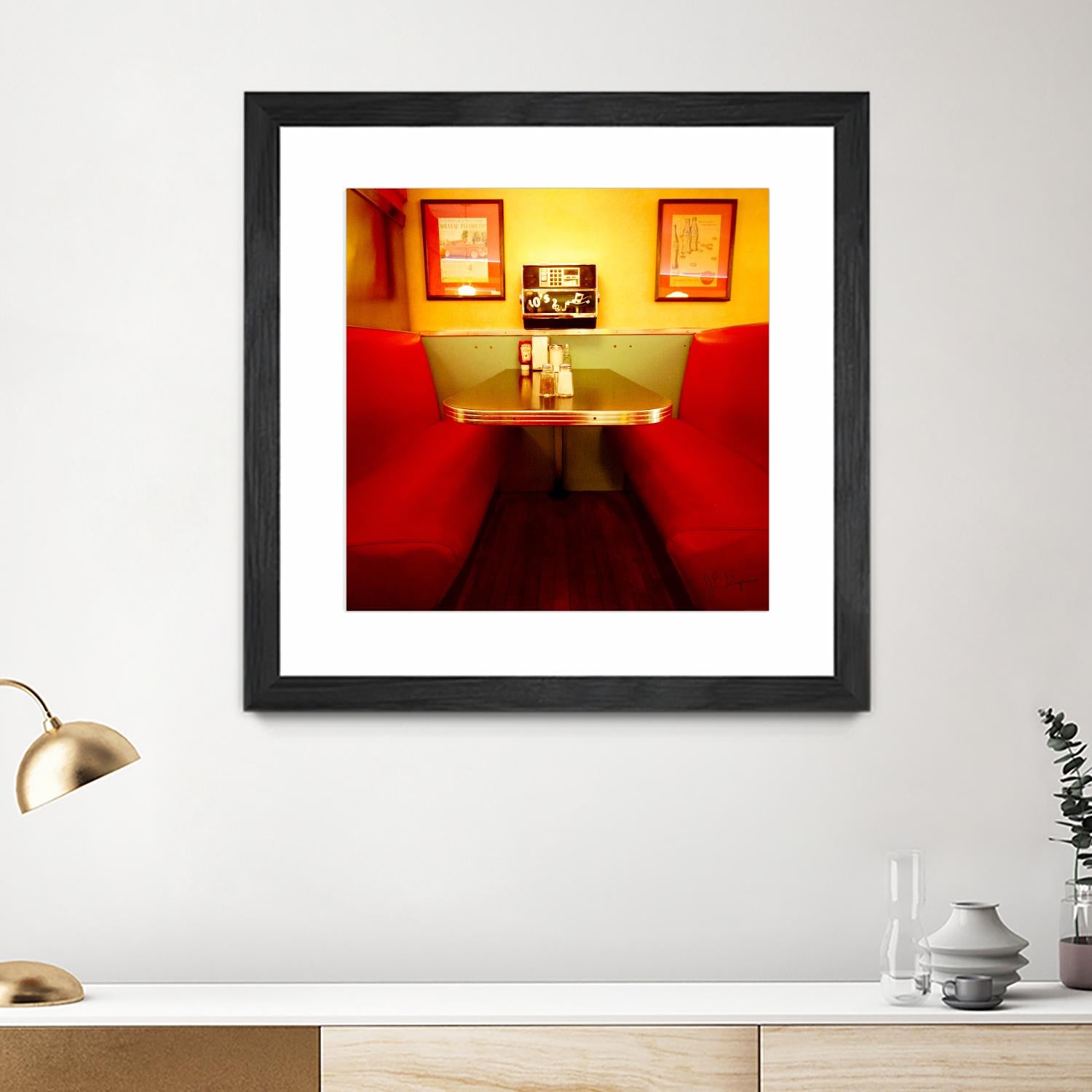 1945's diner IX by Jean-François Dupuis on GIANT ART - red vintage bench