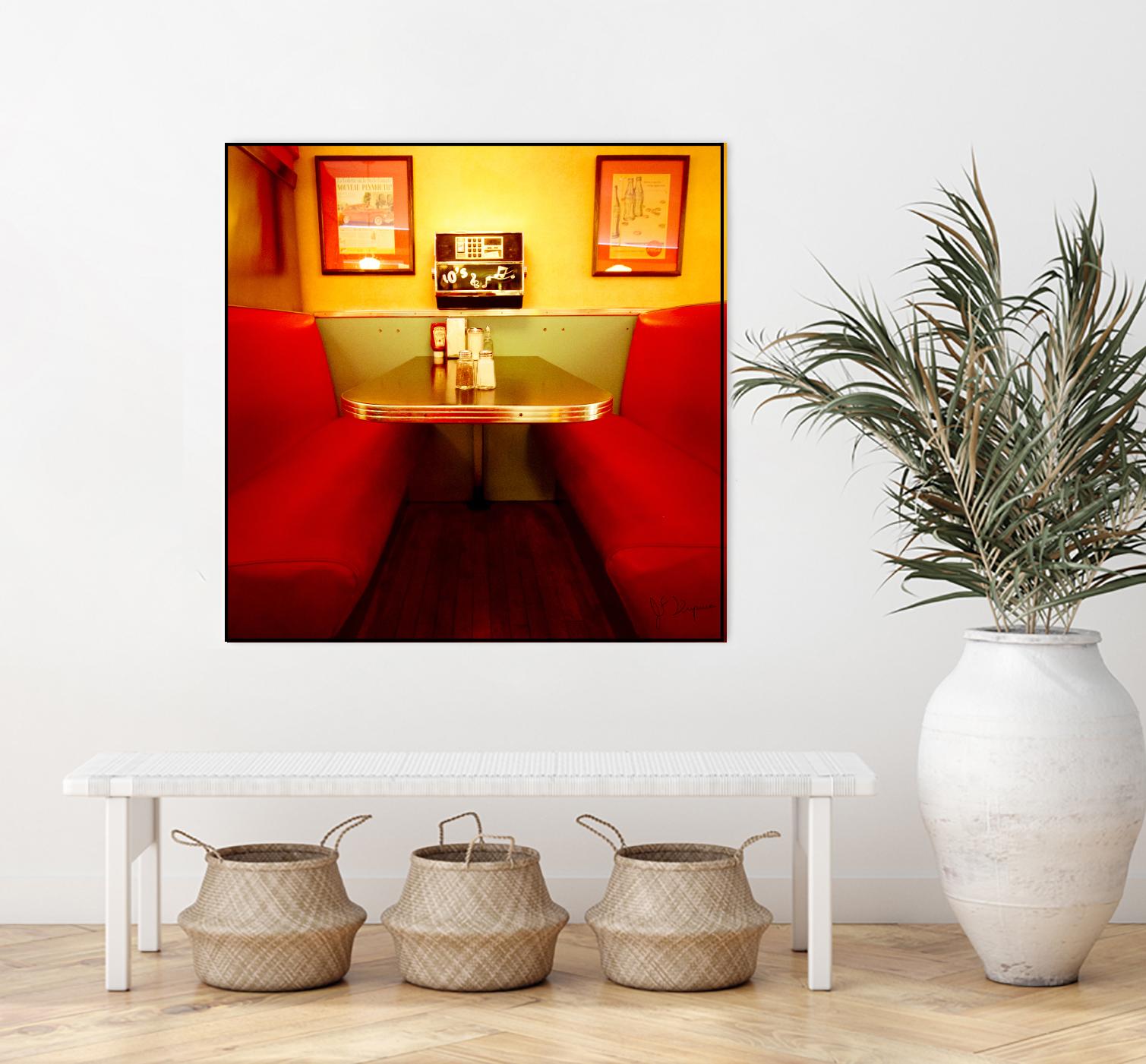 1945's diner IX by Jean-François Dupuis on GIANT ART - red vintage bench