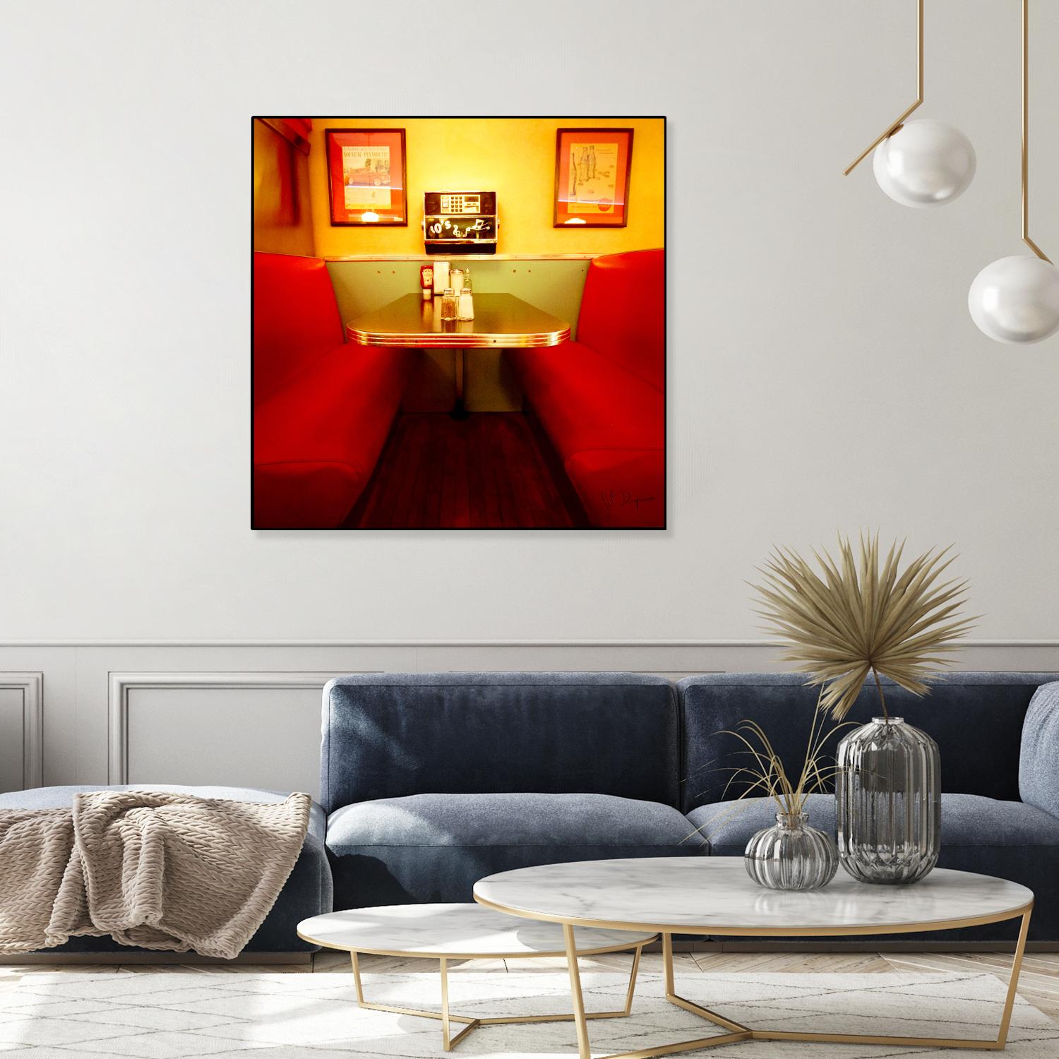 1945's diner IX by Jean-François Dupuis on GIANT ART - red vintage bench