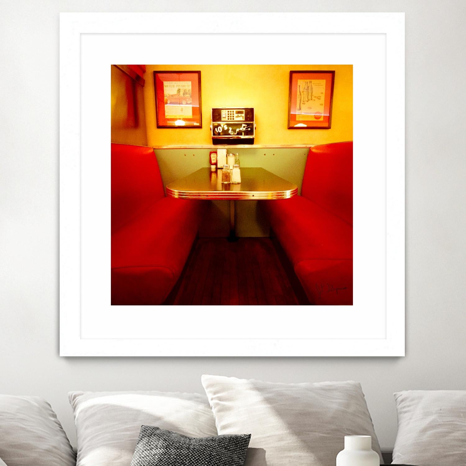 1945's diner IX by Jean-François Dupuis on GIANT ART - red vintage bench