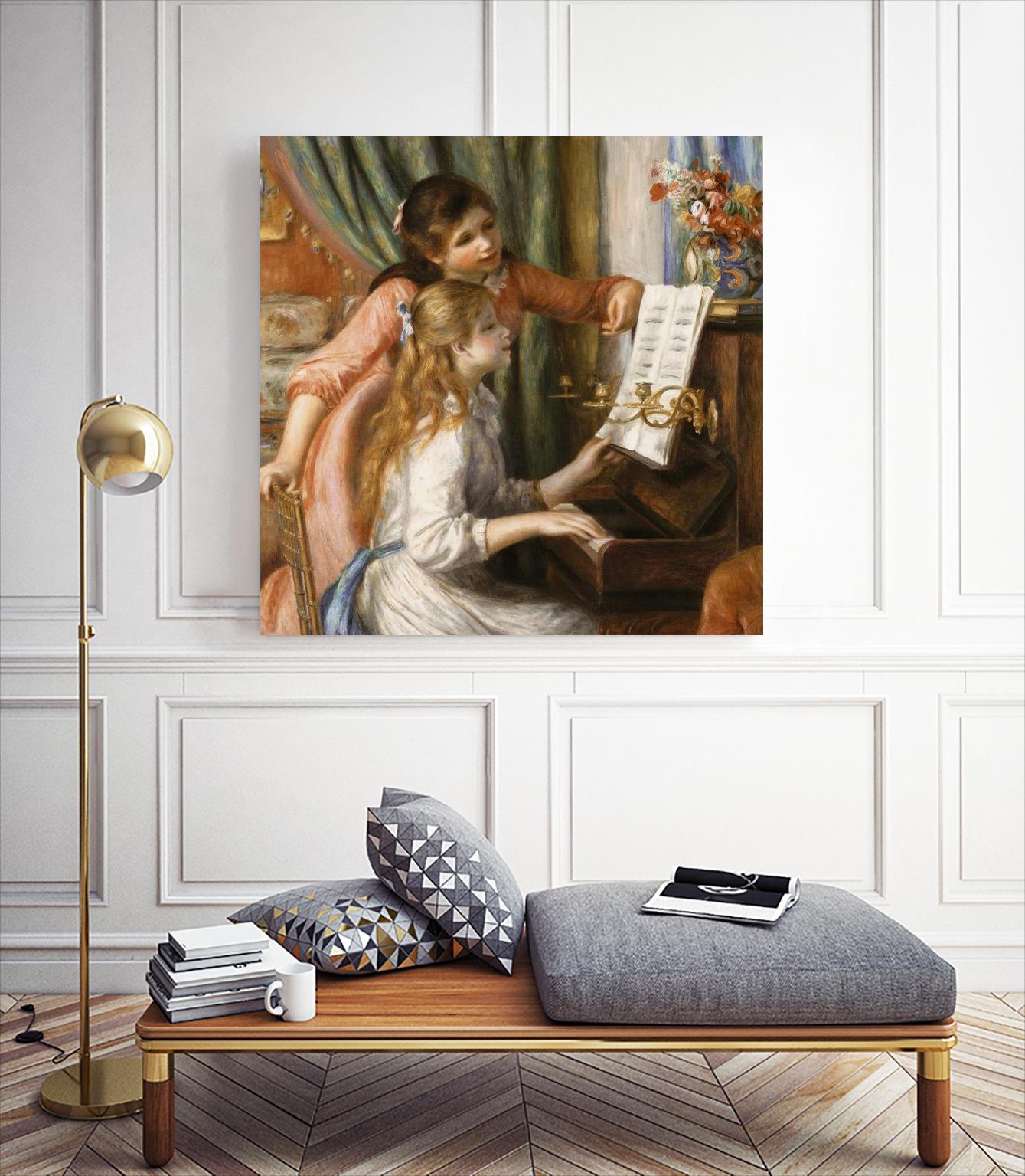 Jeunes filles au piano by Pierre-Auguste Renoir on GIANT ART - beige figurative young women