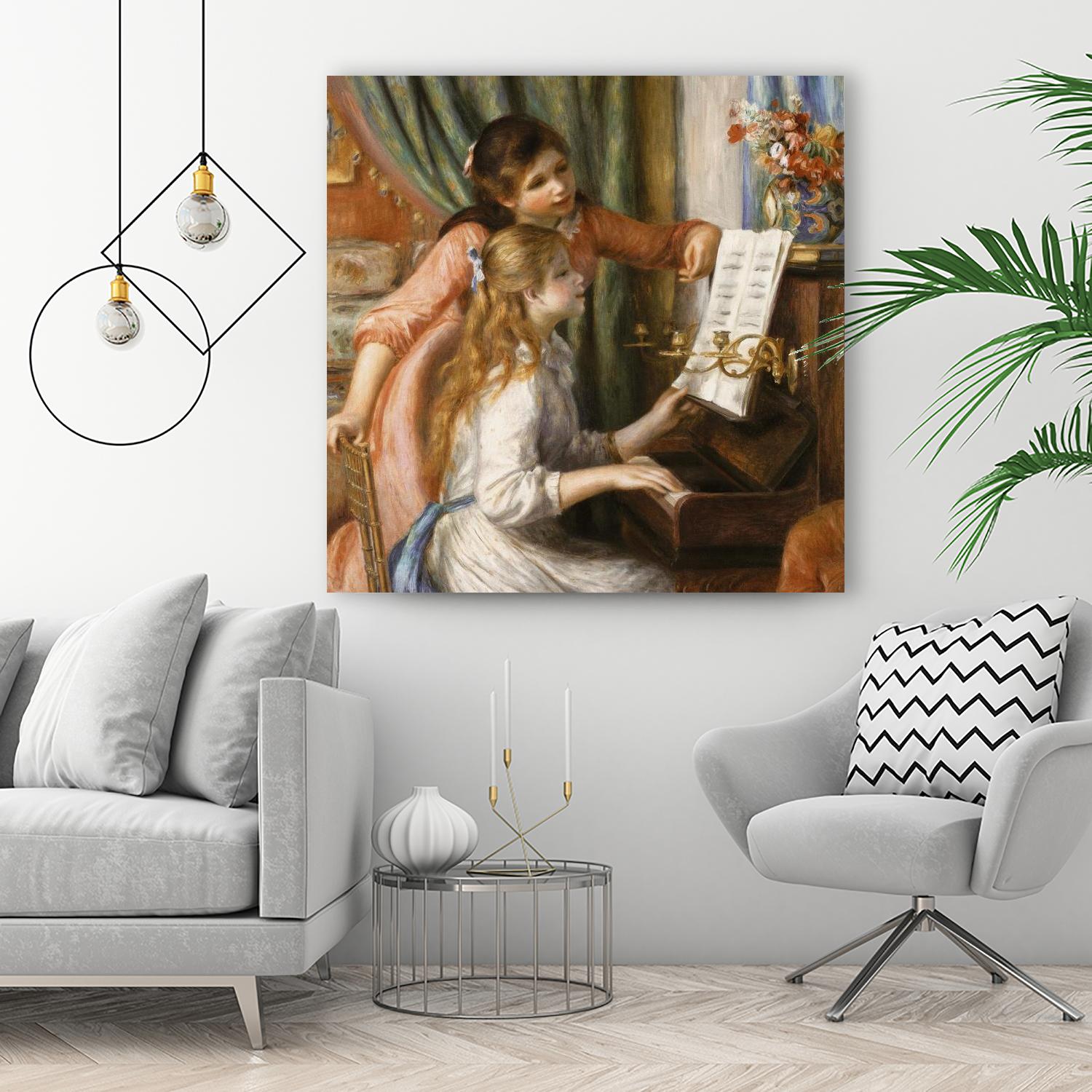 Jeunes filles au piano by Pierre-Auguste Renoir on GIANT ART - beige figurative young women