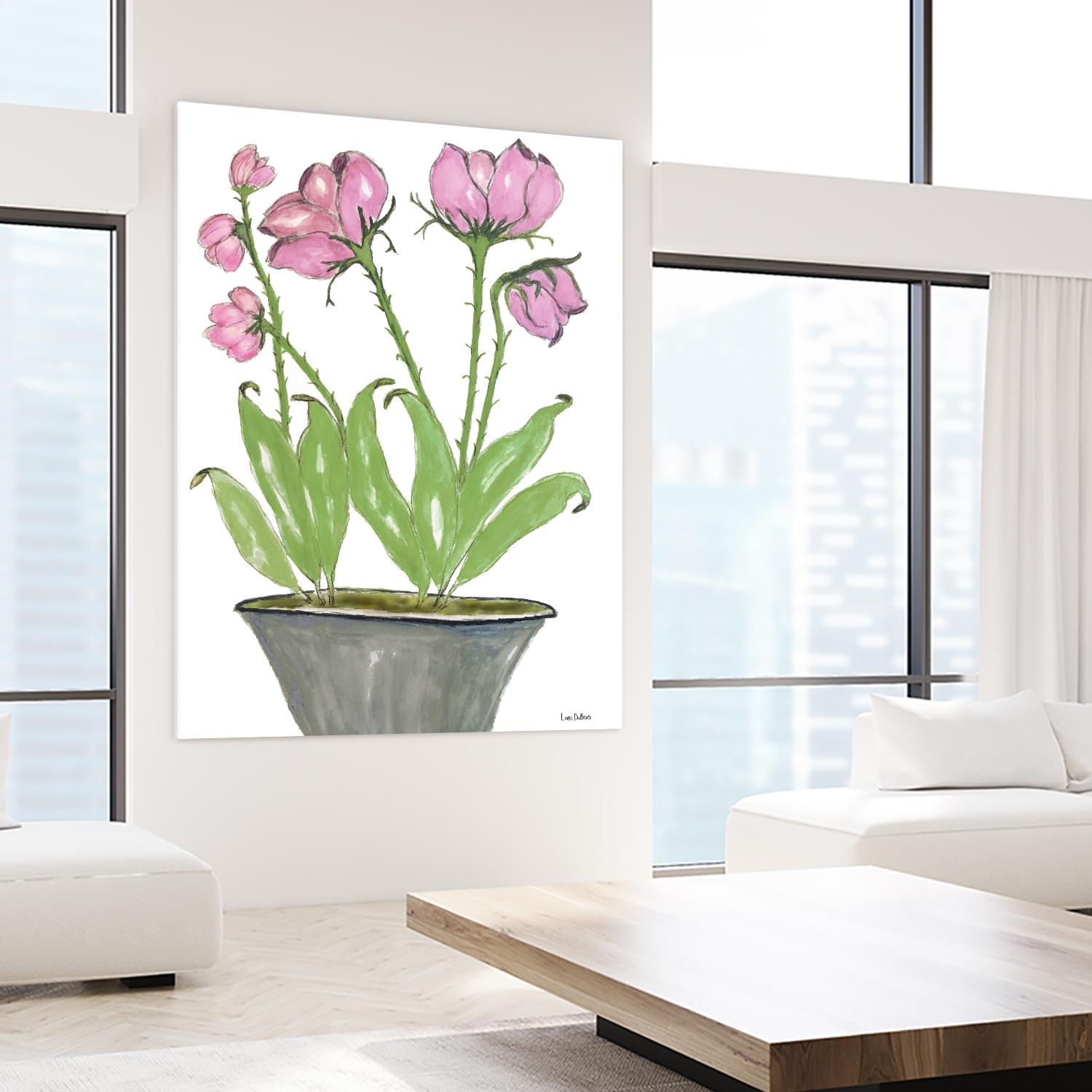 Summer Sequel – Pink -2 by Lori Dubois on GIANT ART - pink botanical plante dans un pot