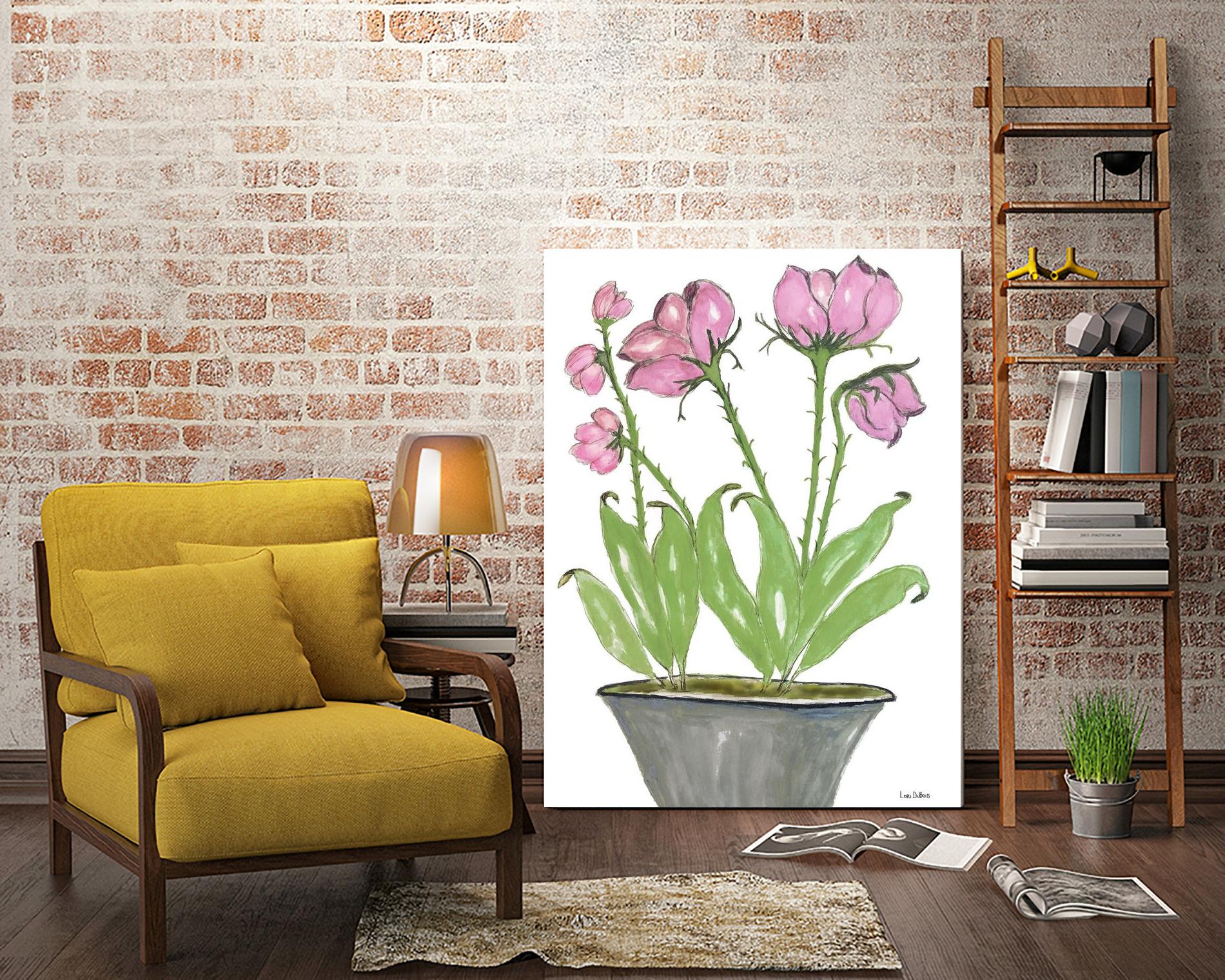 Summer Sequel – Pink -2 by Lori Dubois on GIANT ART - pink botanical plante dans un pot