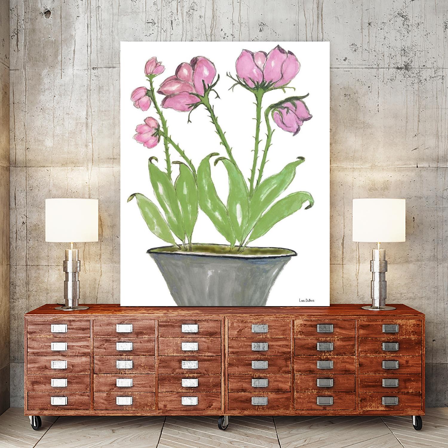 Summer Sequel – Pink -2 by Lori Dubois on GIANT ART - pink botanical plante dans un pot