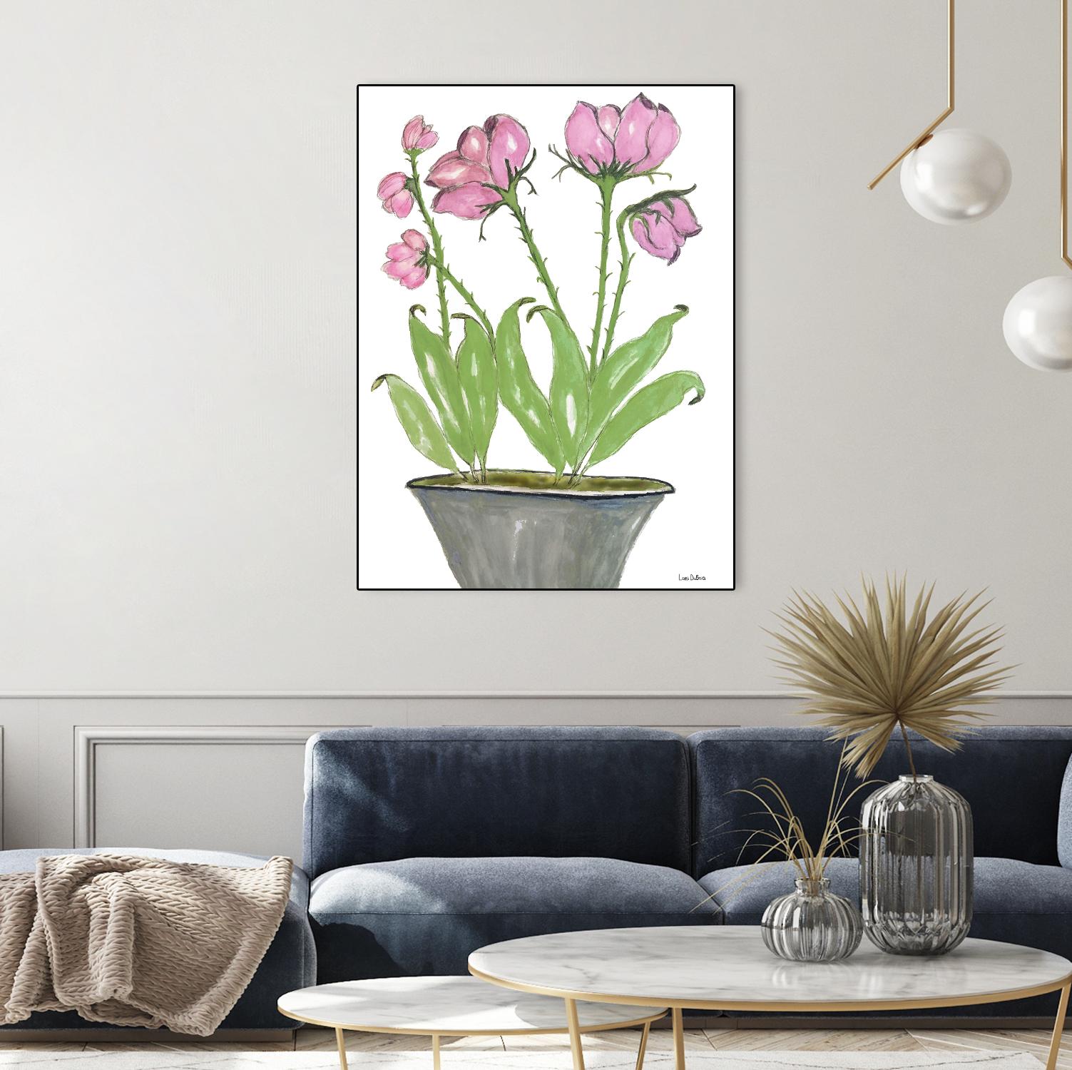 Summer Sequel – Pink -2 by Lori Dubois on GIANT ART - pink botanical plante dans un pot