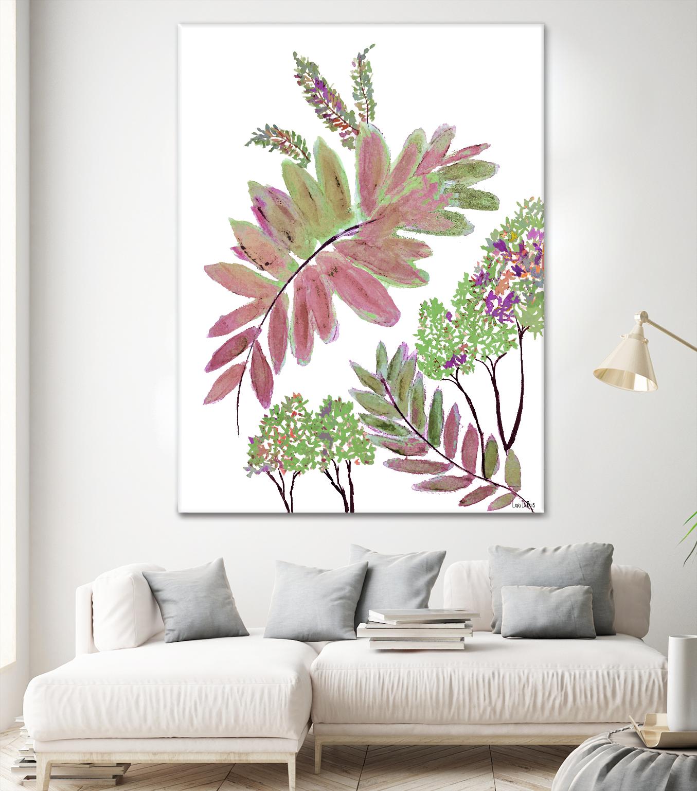 Mimosa - Magenta - 13 by Lori Dubois on GIANT ART - pink botanical leaves